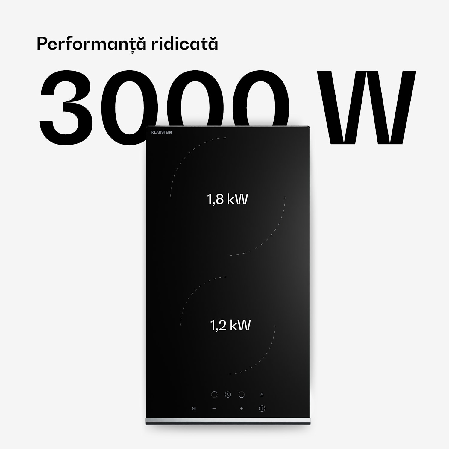 Plită vitroceramică Verosteel, Minimalistă, performantă, 2 zone de gătit, 3000 W, 30 cm 30 cm