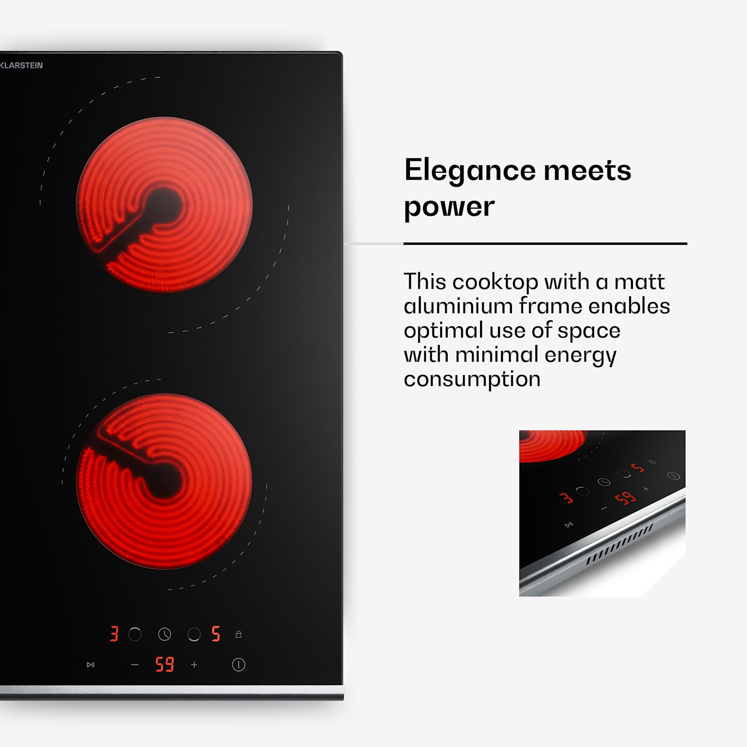 Verosteel glaskeramische kookplaat | minimalistisch, krachtig | 2 kookzones | 3000 W | 30 cm 30 cm