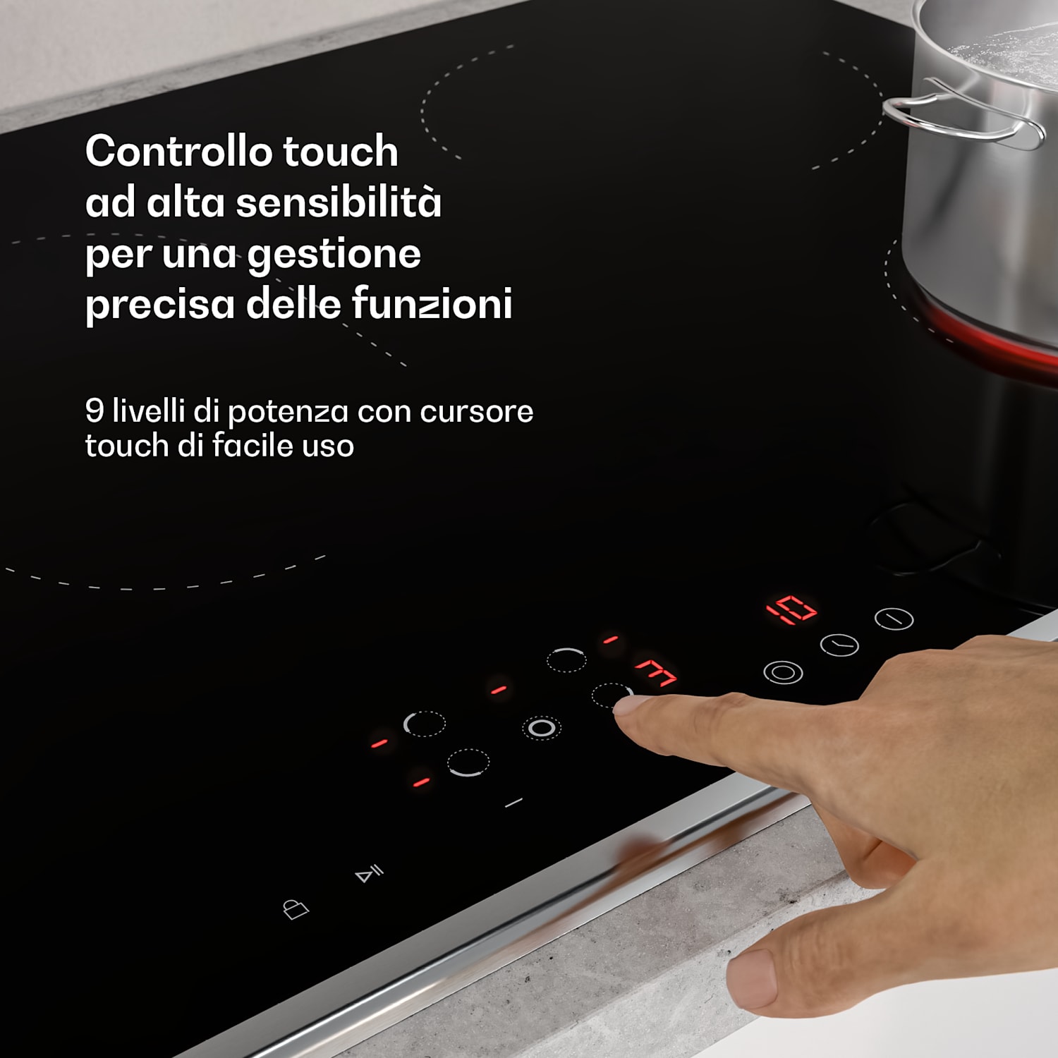 Verosteel - Piano cottura in vetroceramica | Minimalista, potente | 5 zone di cottura | 8400 W | 90 cm 90 cm