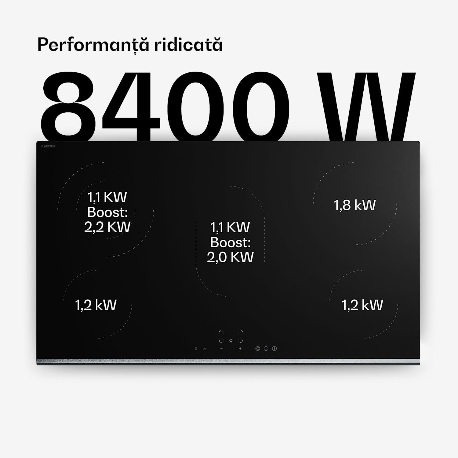 Plită vitroceramică Verosteel, Minimalistă, performantă, 5 zone de gătit, 8400 W, 90 cm 90 cm