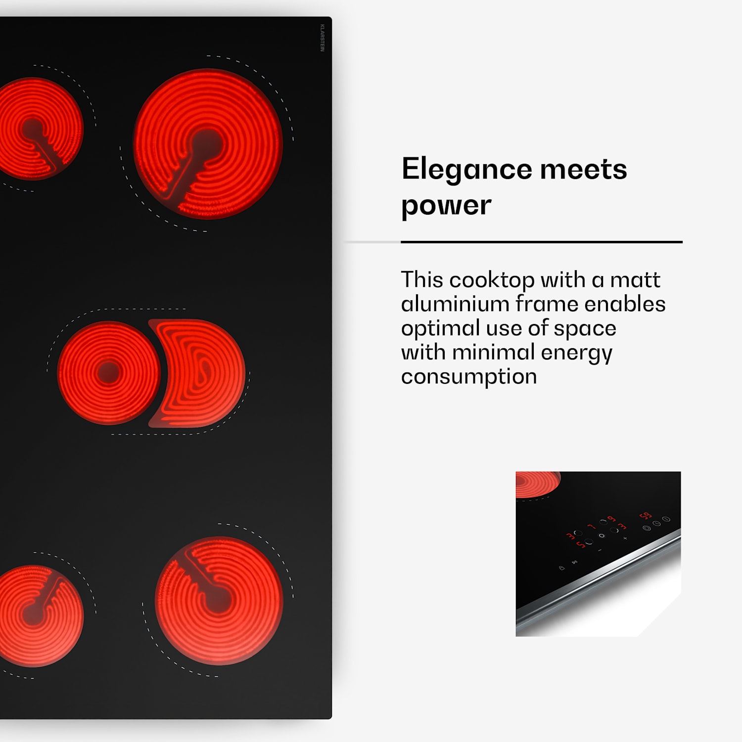 Verosteel glaskeramische kookplaat | minimalistisch, krachtig | 5 kookzones | 8400 W | 90 cm 90 cm