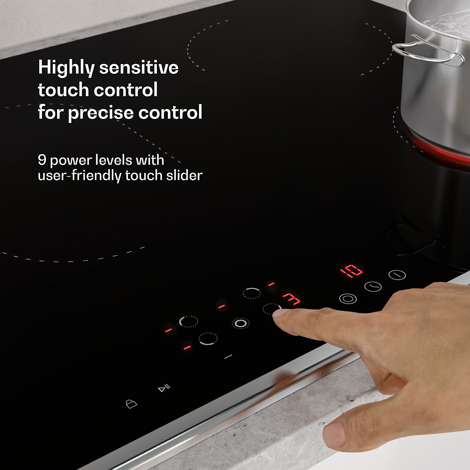 Verosteel glaskeramische kookplaat | minimalistisch, krachtig | 5 kookzones | 8400 W | 90 cm 90 cm