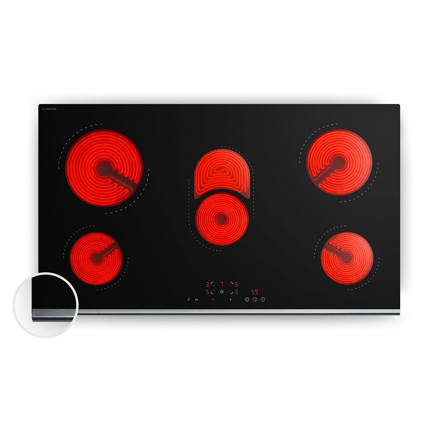 Verosteel placa de vitrocerámica | Minimalista, potente | 5 zonas de cocción | 8400 W | 90 cm 90 cm