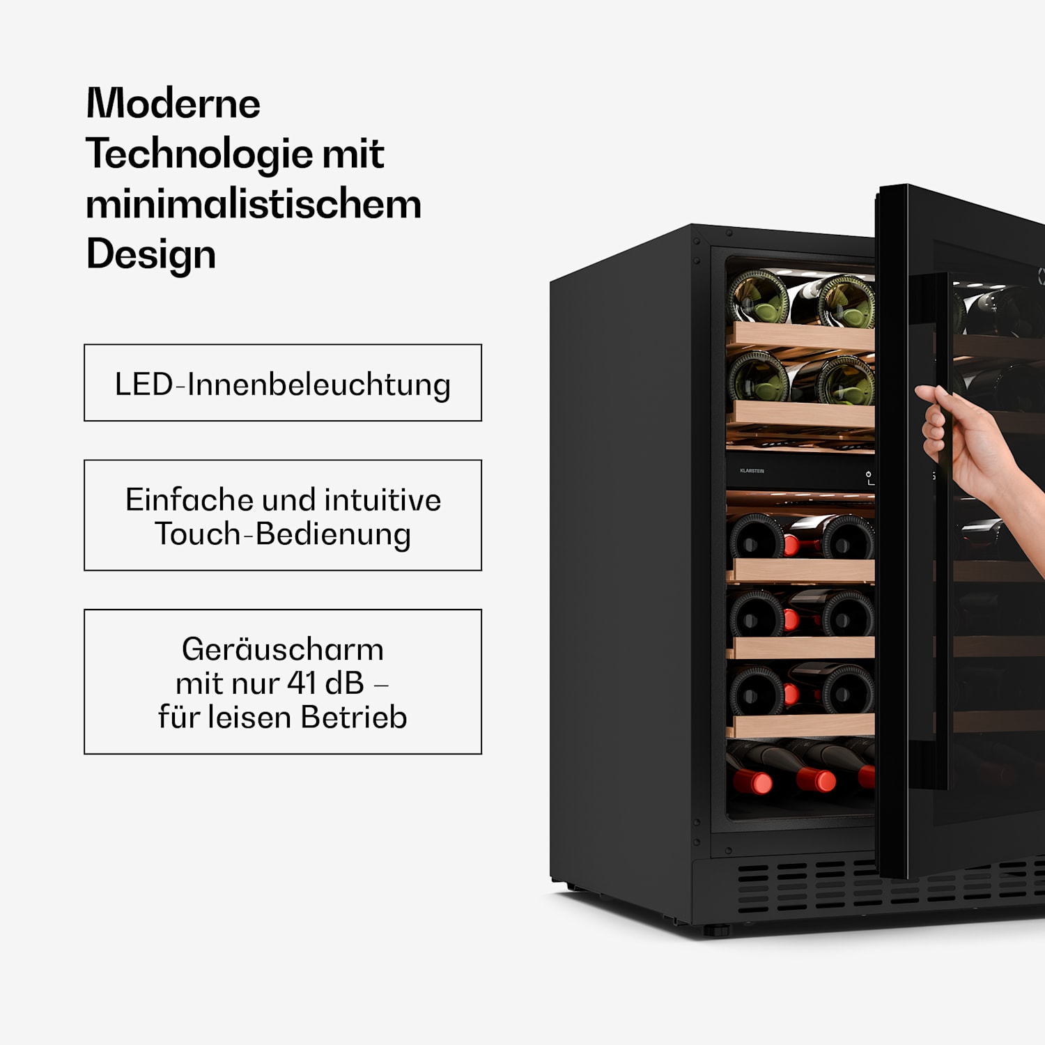 Velaire Unterbau-Weinkühlschrank | Modern, Elegant | UV-Schutz | Dual-Zone | 46 Flaschen 