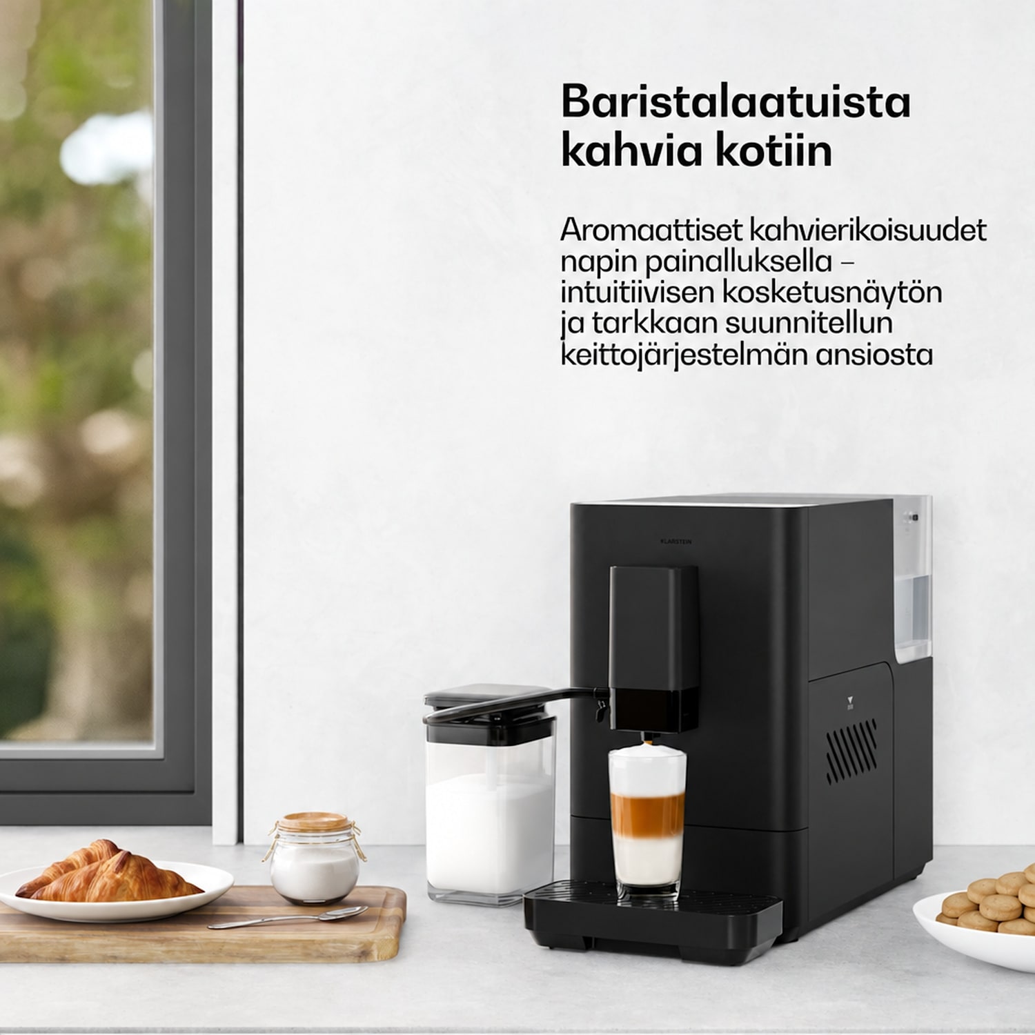 Velaire täysautomaattinen kahvikone maitokannulla | Tehokas | 1350 W | 20 bar 