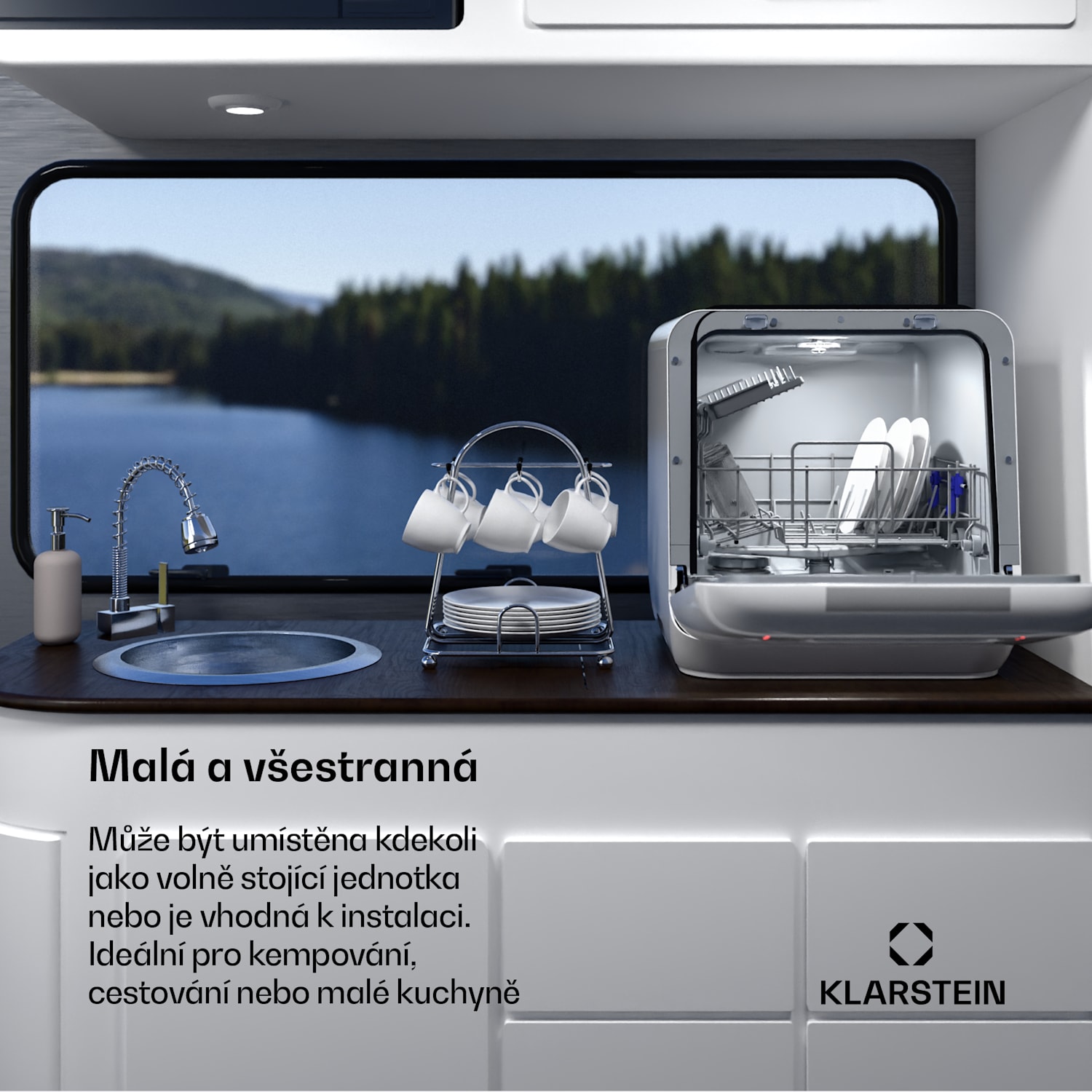 Stolní myčka nádobí Aquatica | 42 cm | 3 programy | 2 sady nádobí 