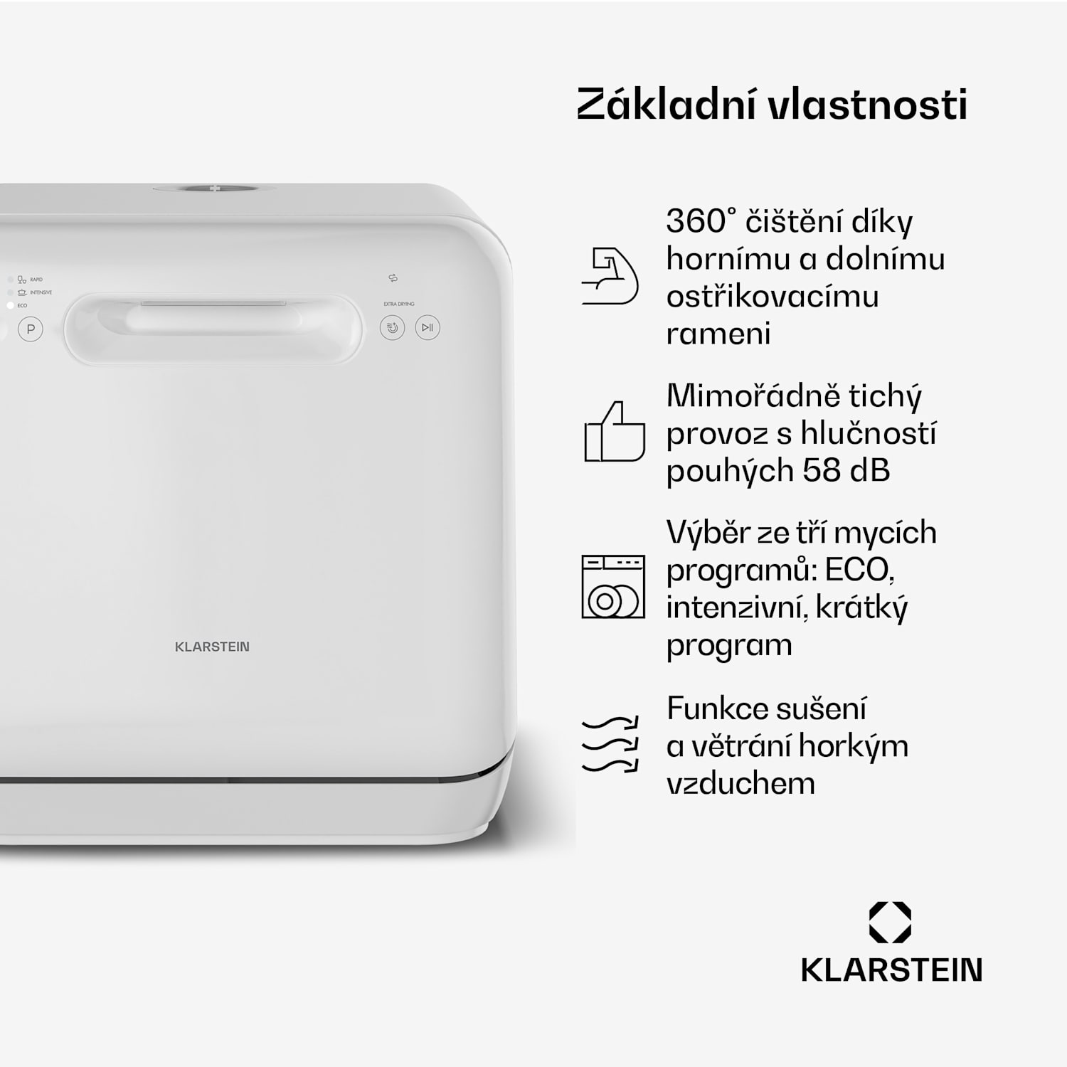Stolní myčka nádobí Aquatica | 42 cm | 3 programy | 2 sady nádobí 