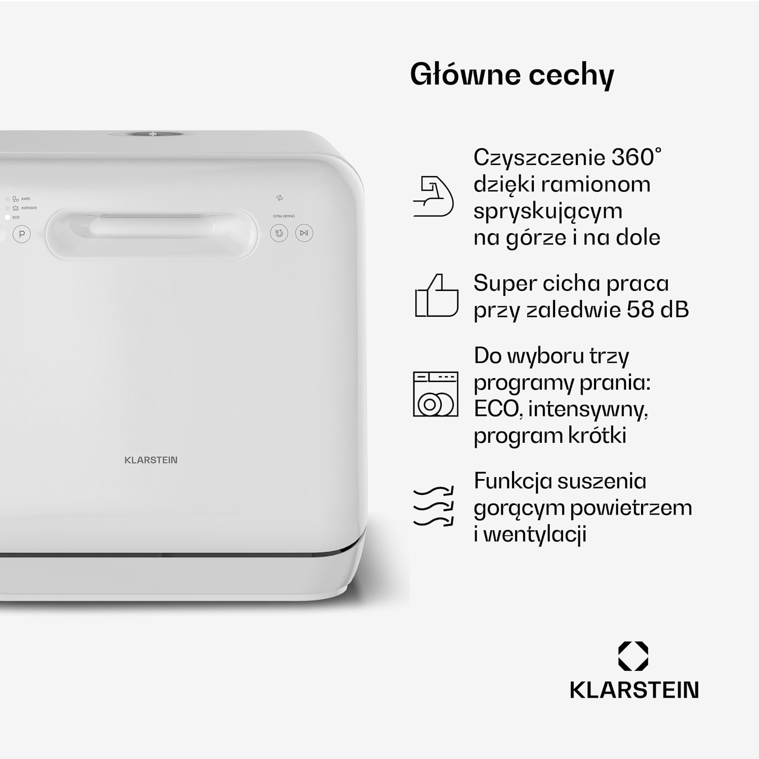 Zmywarka blatowa Aquatica | 42 cm | 3 programy | 2 nakrycia 