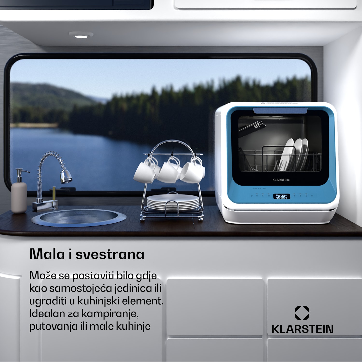 Amazonia, Mini perilica posuđa, Kompaktna, 7 programa, Prijenosna Plava