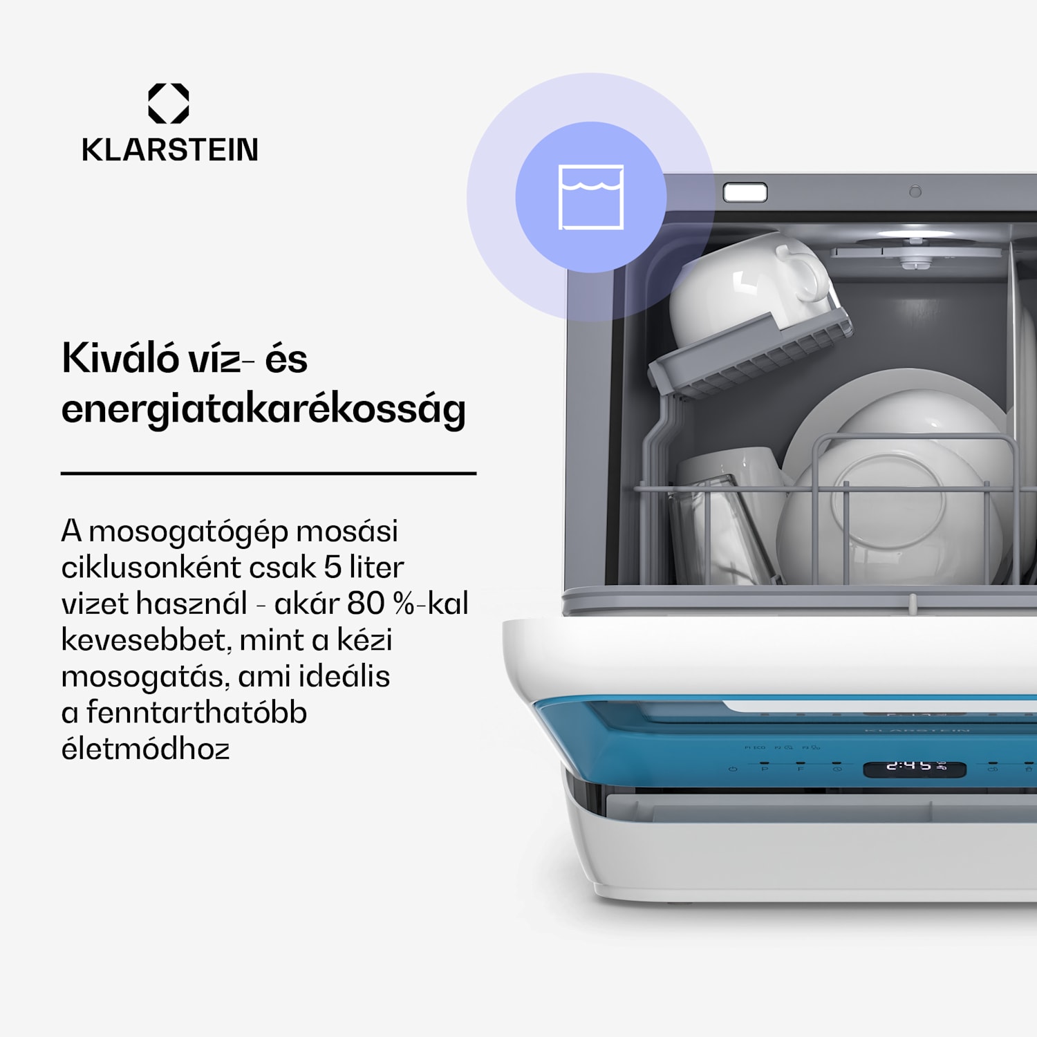 Amazonia, Mini mosogatógép, Kompakt, 7 program, Hordozható Kék