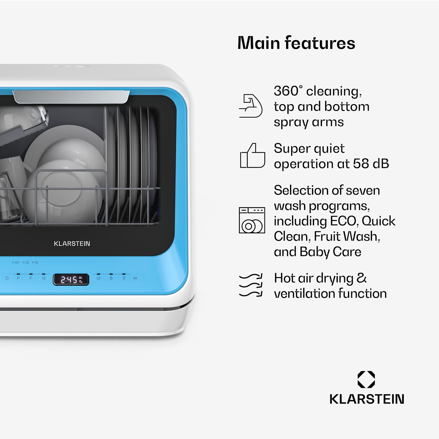 Amazonia | Miniastianpesukone | Kompakti | 7 ohjelmaa | Kannettava Sininen