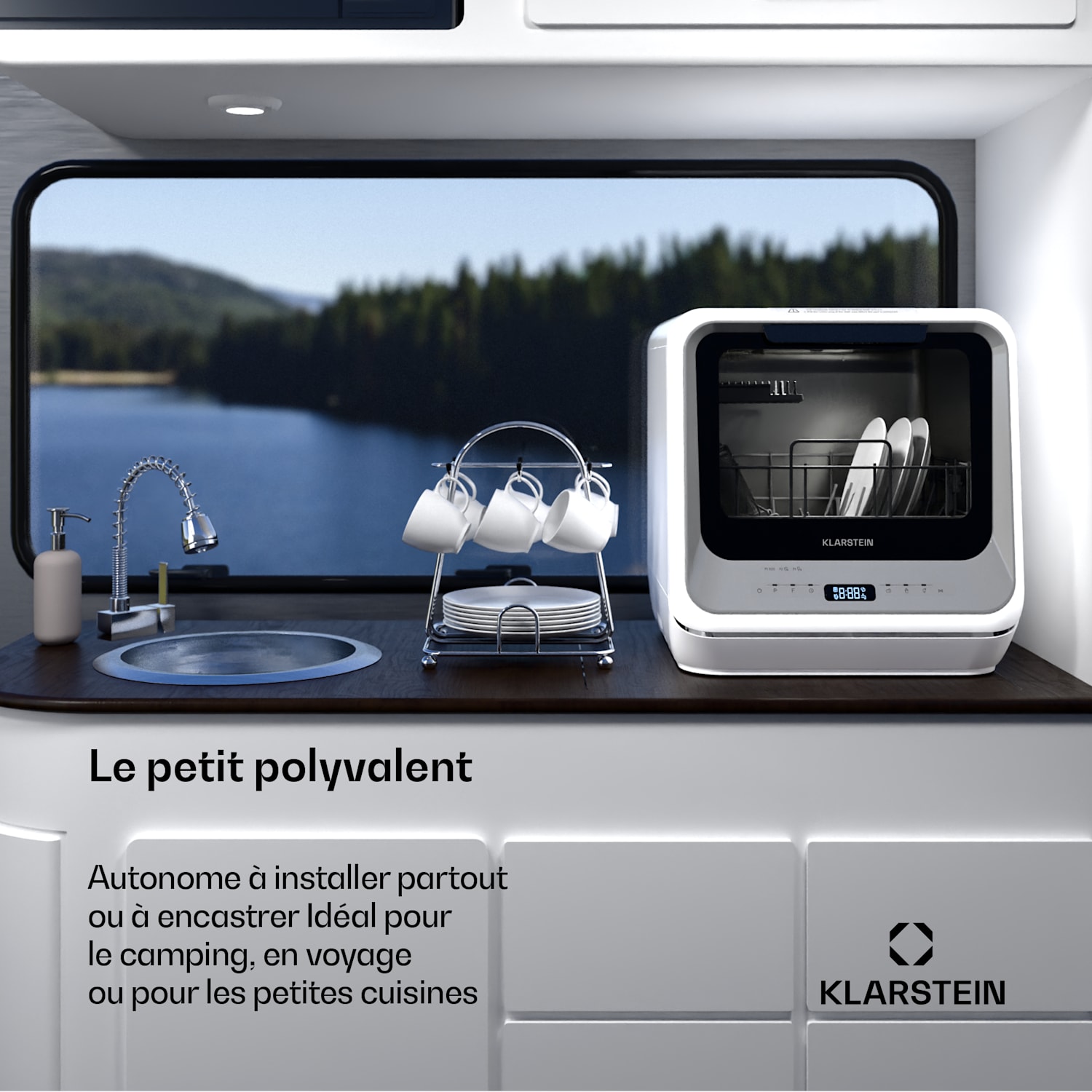 Amazonia | Mini-Geschirrspüler | Kompakt | 7 Programme | Tragbar Zilver