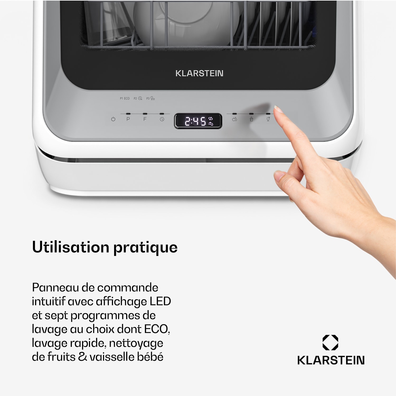 Amazonia | Mini-Geschirrspüler | Kompakt | 7 Programme | Tragbar Zilver