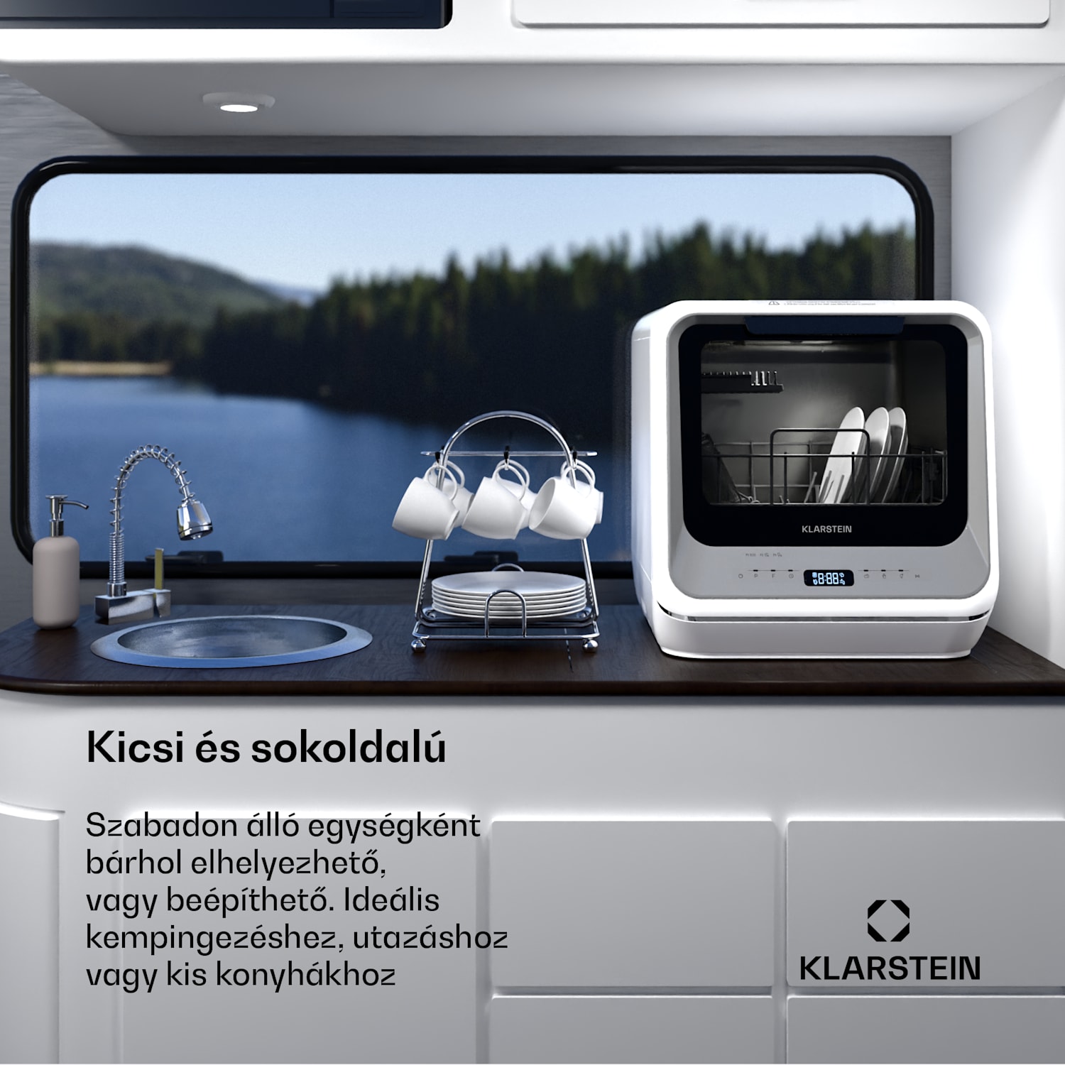 Amazonia, Mini mosogatógép, Kompakt, 7 program, Hordozható Ezüst