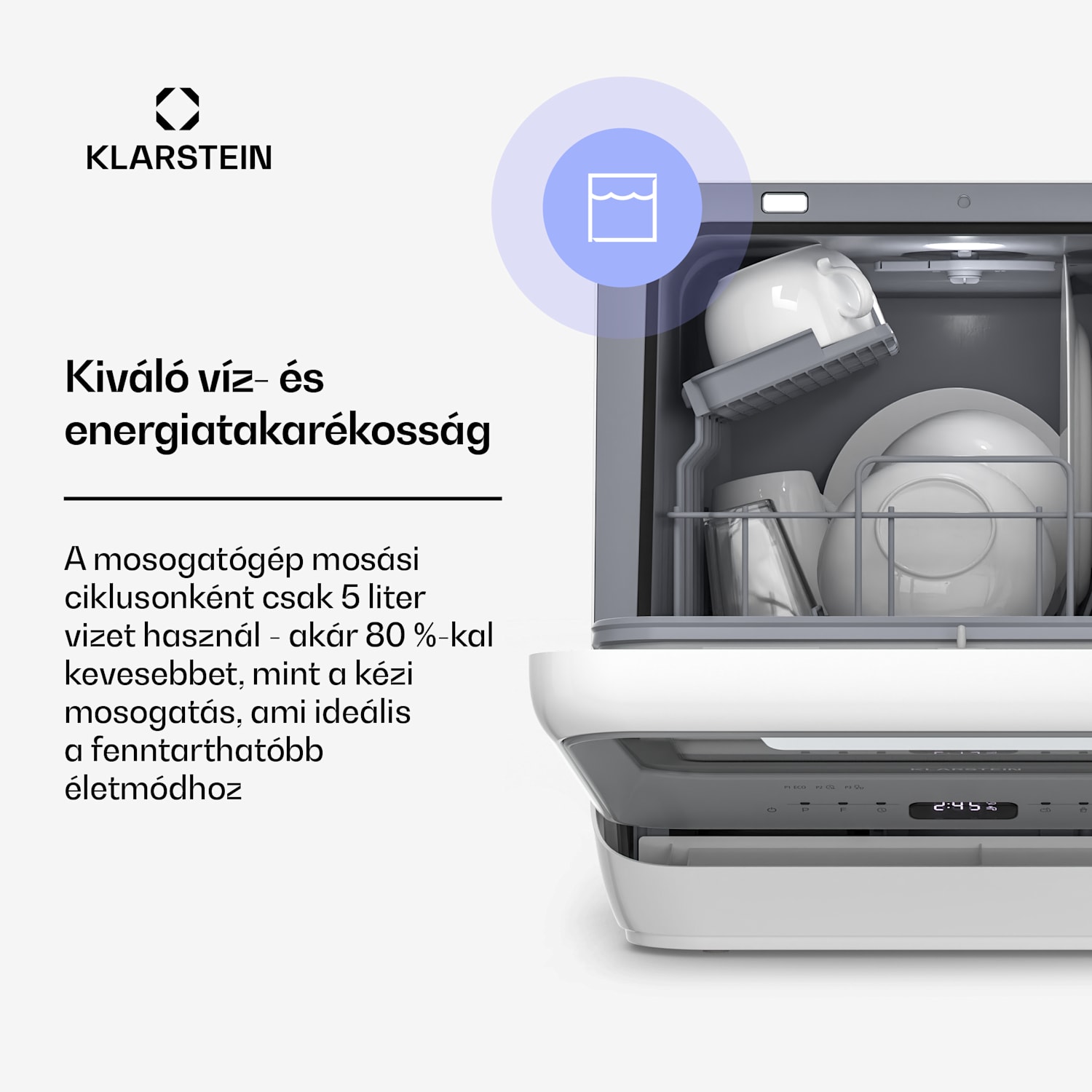 Amazonia, Mini mosogatógép, Kompakt, 7 program, Hordozható Ezüst