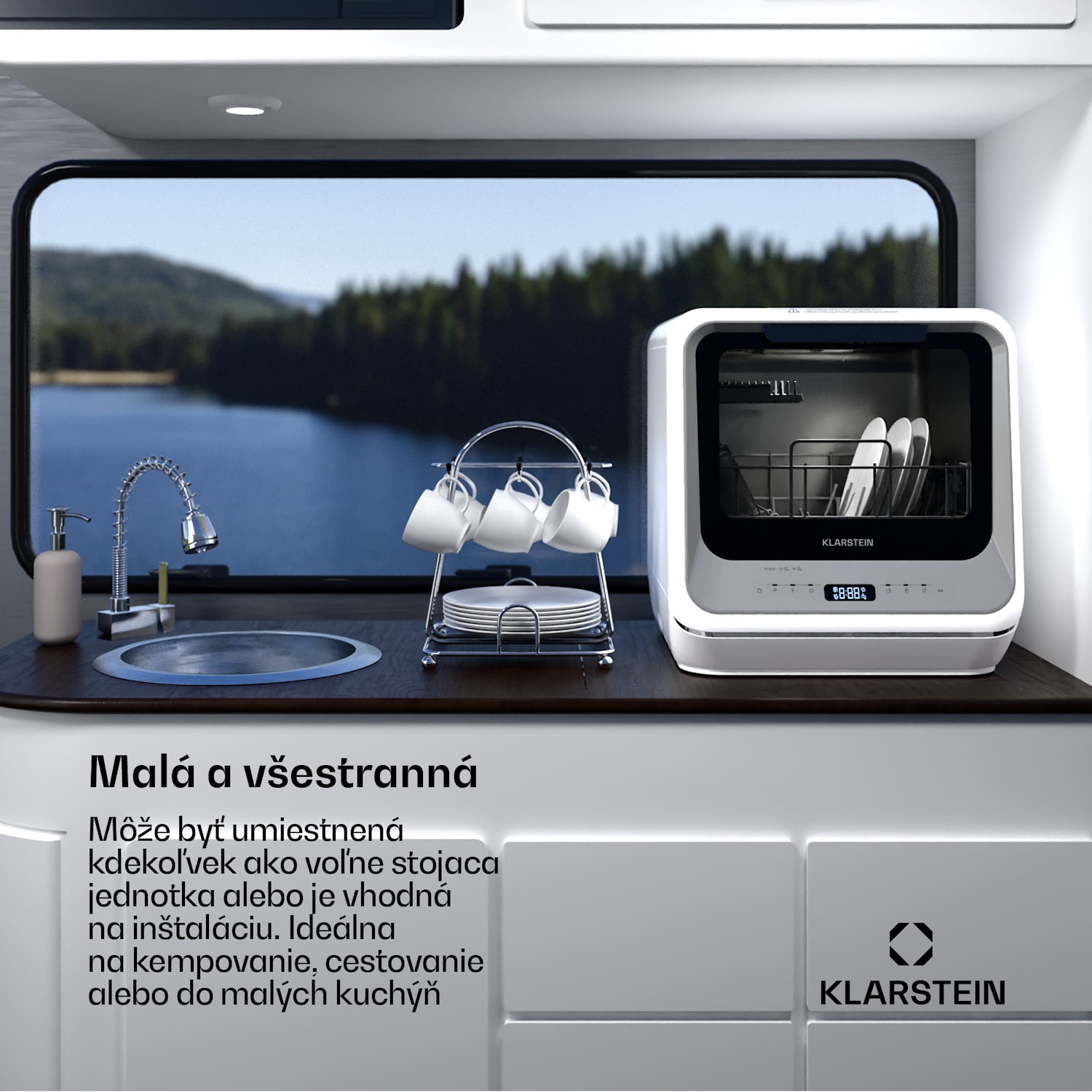 Amazonia, Mini umývačka riadu, Kompaktná, 7 programov, Prenosná Strieborná