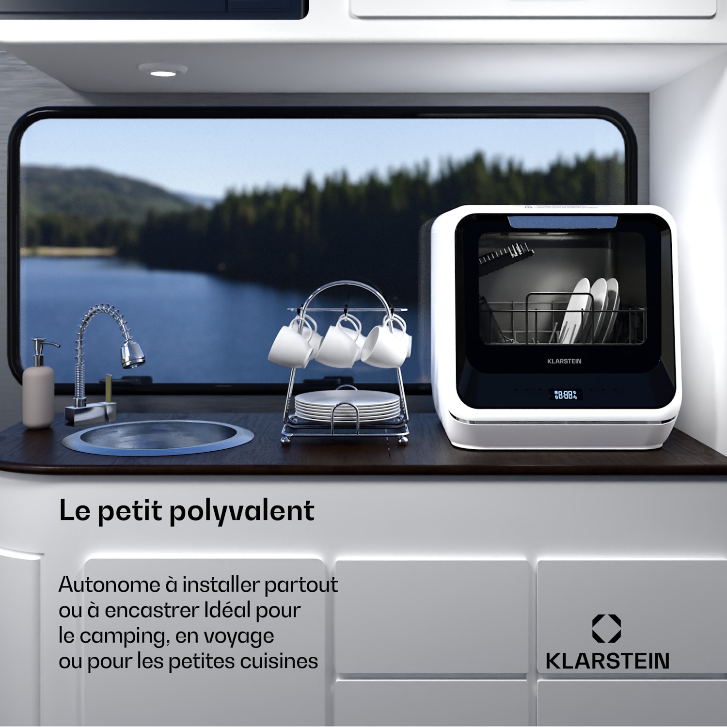 Amazonia | Mini-lave-vaisselle | Compact | 7 programmes | Portable Noir