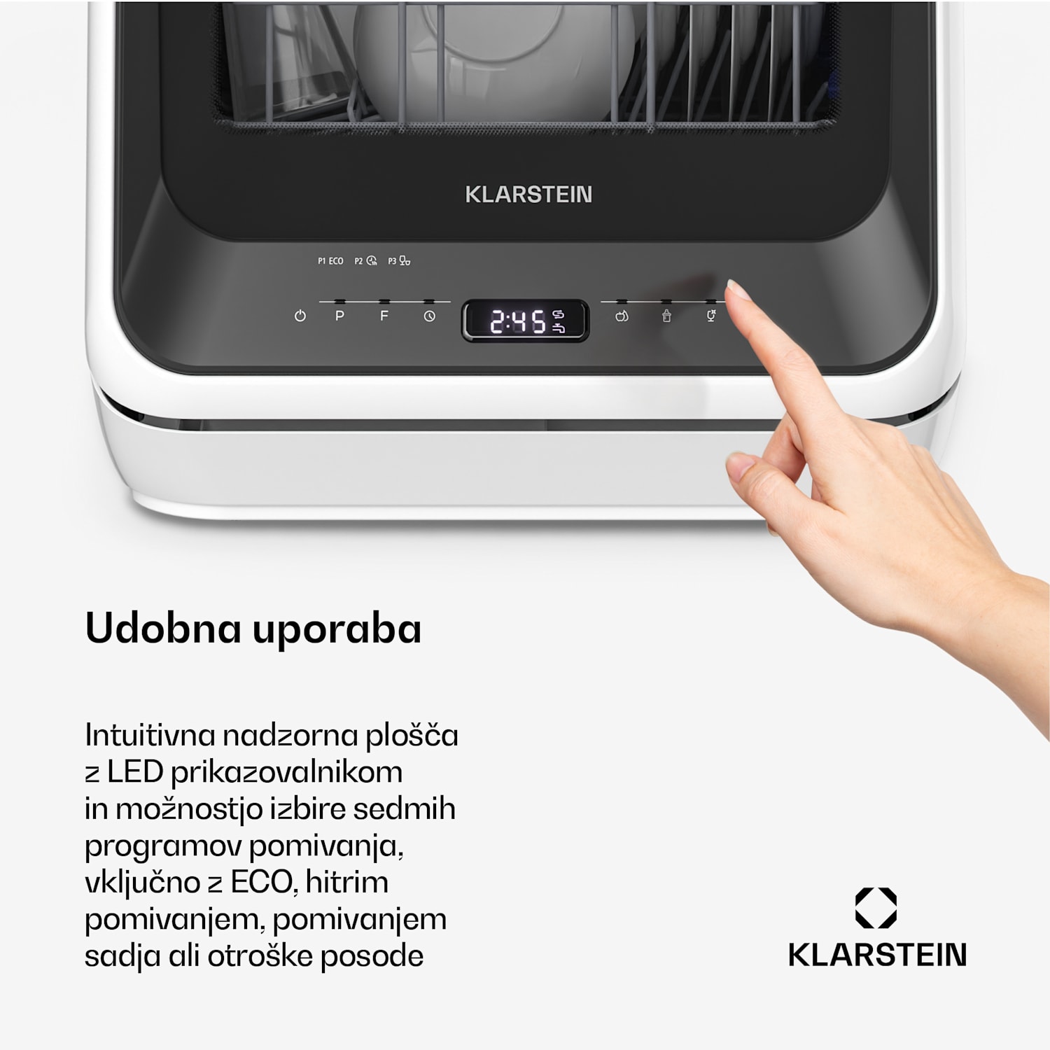 Amazonia, Mini pomivalni stroj, Kompakt, 7 programov, Prenosen Črna