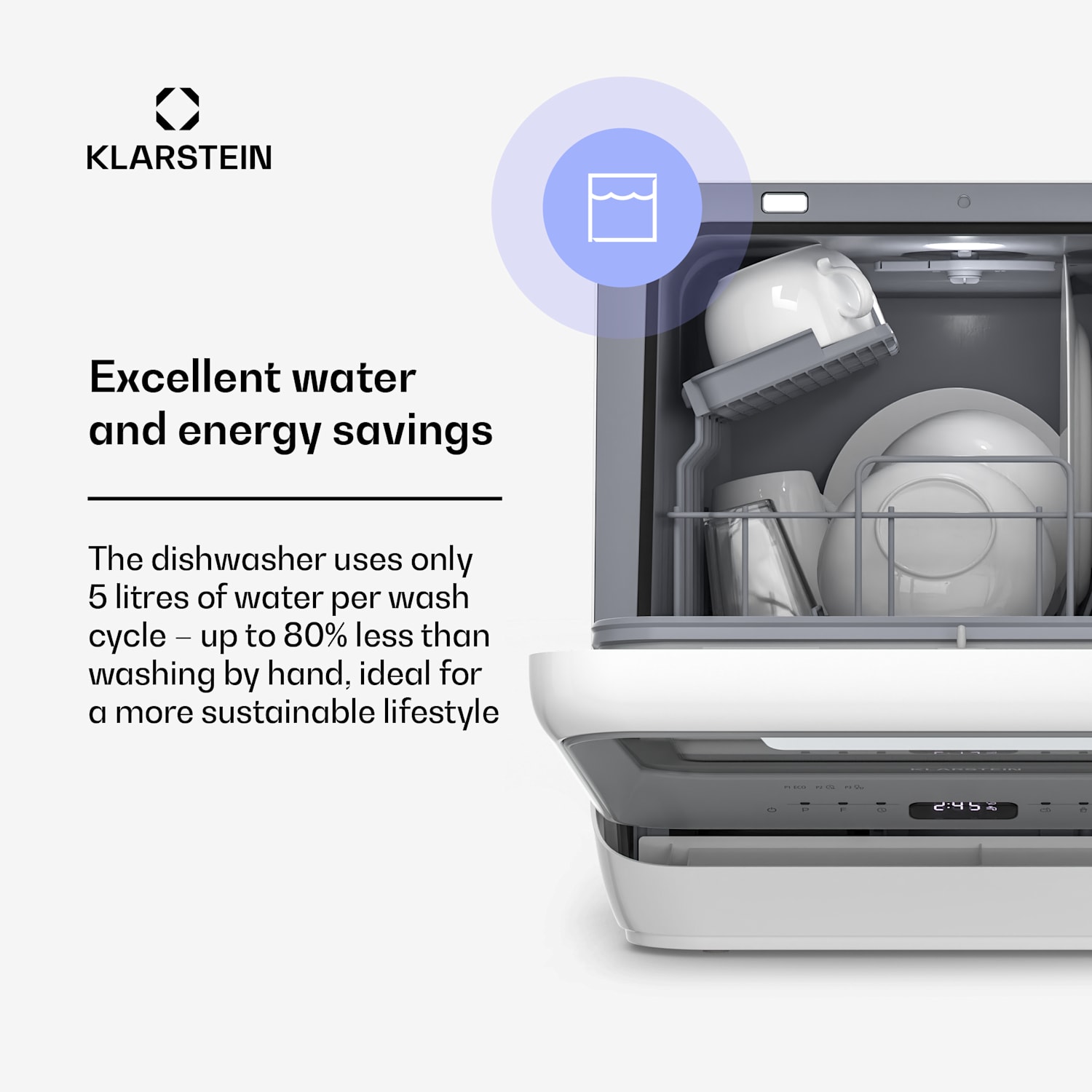 Amazonia | Miniastianpesukone | Kompakti | 7 ohjelmaa | Kannettava Musta