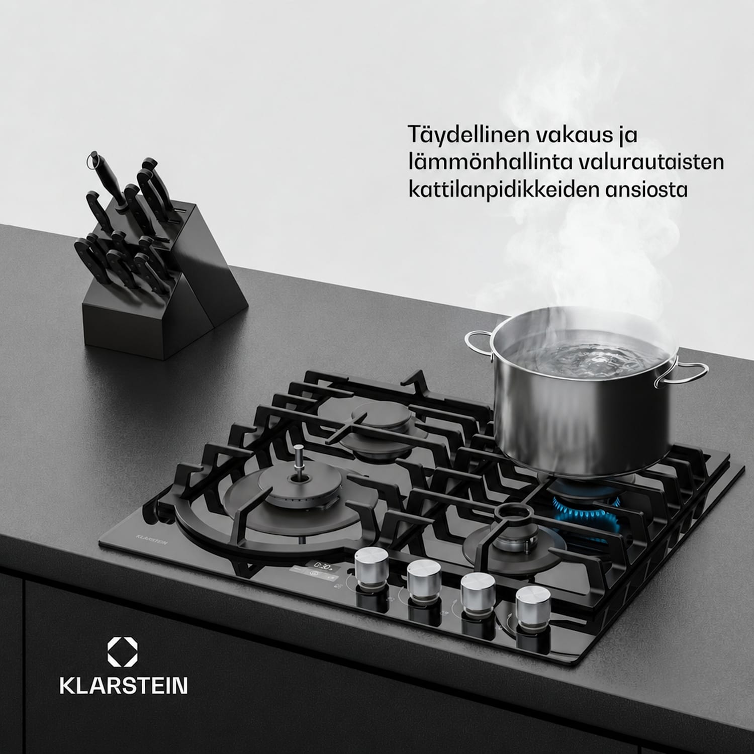 Ignito kaasuliesi | 8 kW | valurautatuet | ajastin | lämpötilansäätö 60 cm | Musta