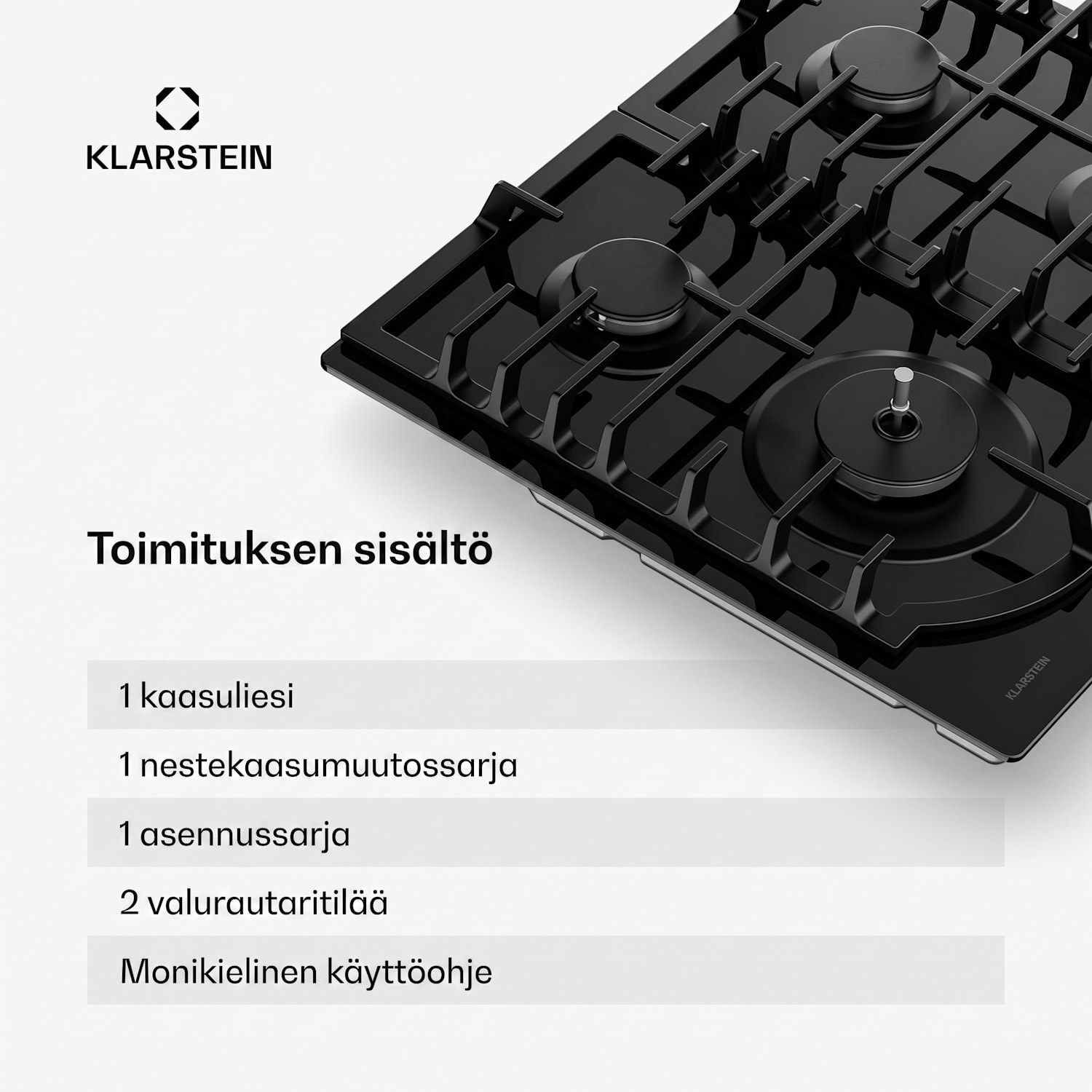 Ignito kaasuliesi | 8 kW | valurautatuet | ajastin | lämpötilansäätö 60 cm | Musta