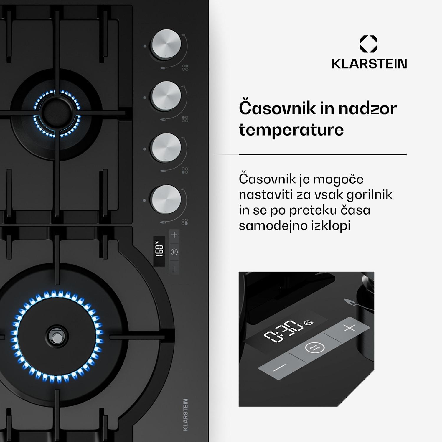 Ignito plinsko kuhalo, 8 kW, litinaste nosilke, časovnik, regulacija temperature 60 cm | Črna