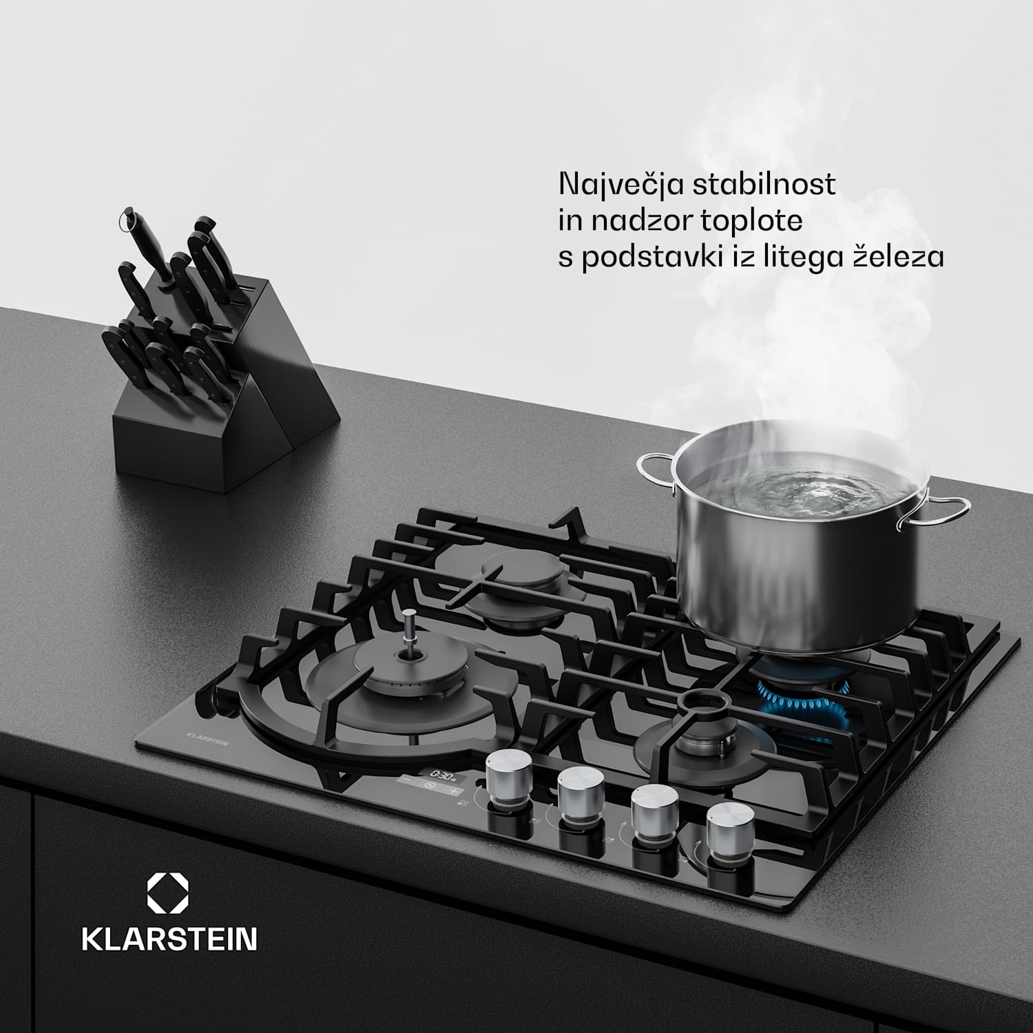 Ignito plinsko kuhalo, 8 kW, litinaste nosilke, časovnik, regulacija temperature 60 cm | Črna