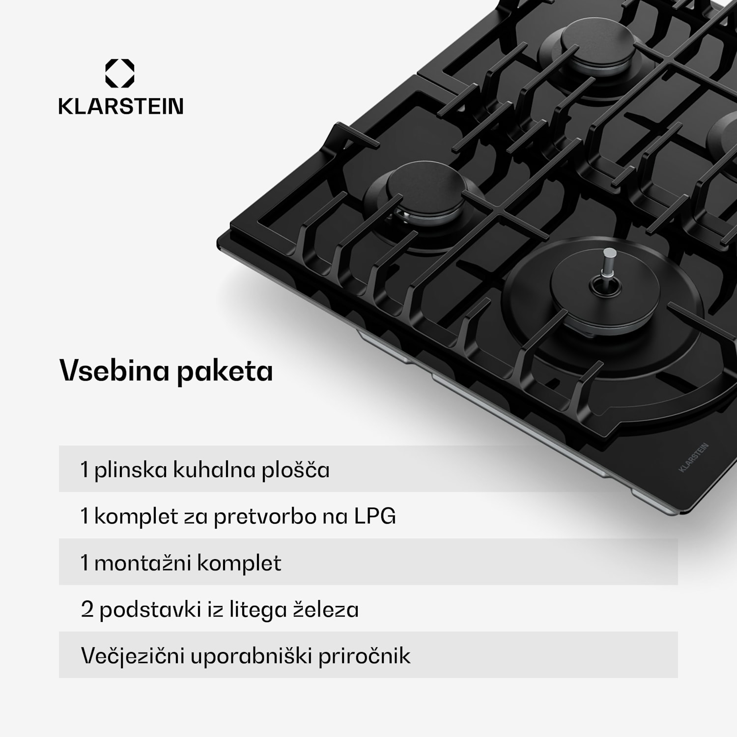 Ignito plinsko kuhalo, 8 kW, litinaste nosilke, časovnik, regulacija temperature 60 cm | Črna