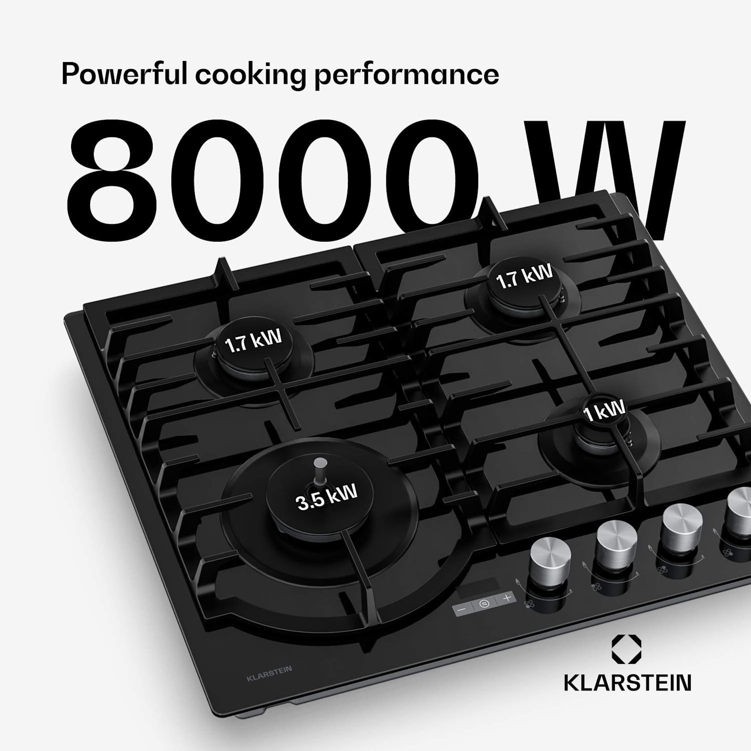 Ignito kaasuliesi, 8 kW, valurautatelineet, ajastin, lämpötilansäätö 60 cm | Musta