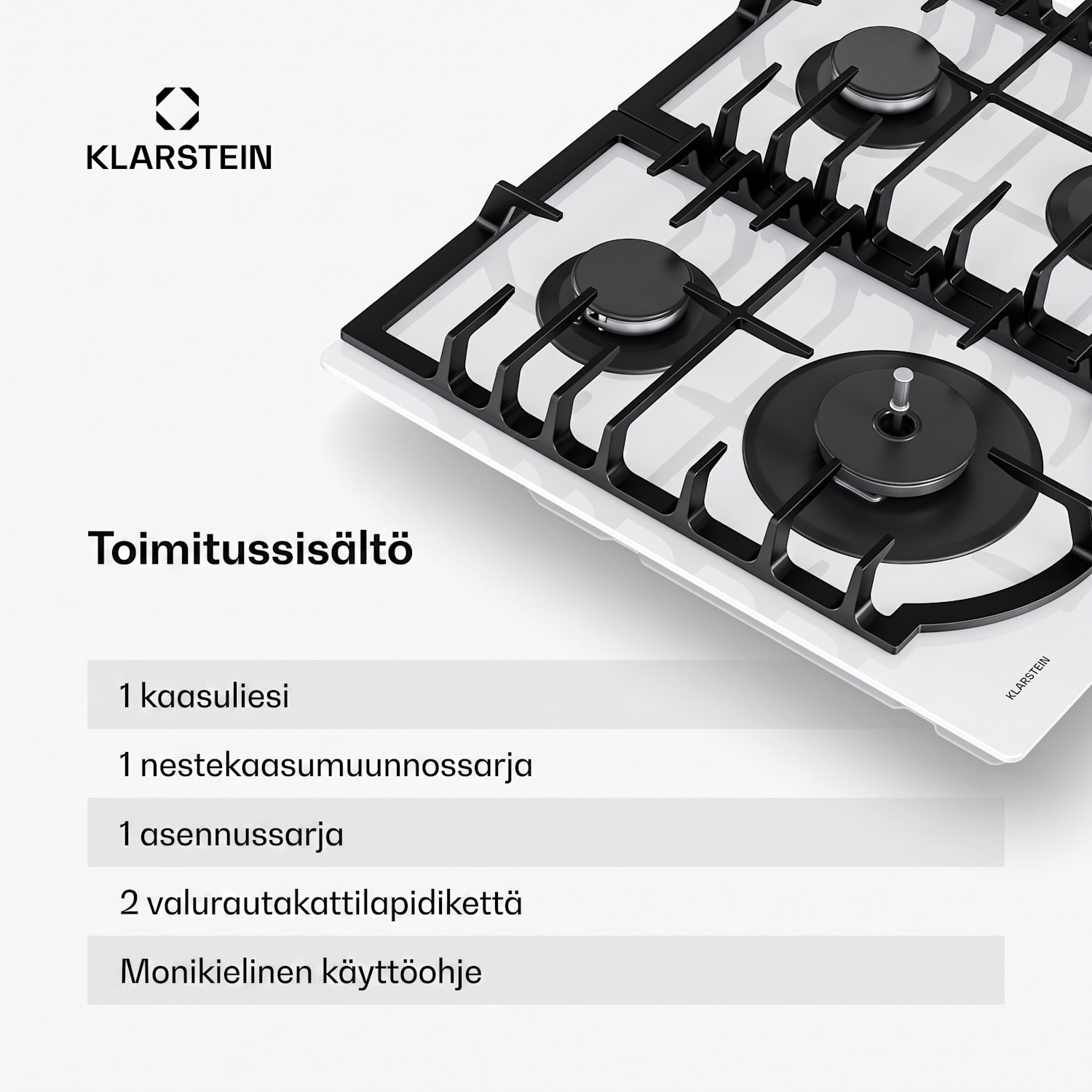 Ignito kaasuliesi | 8 kW | valurautatuet | ajastin | lämpötilansäätö 60 cm | Valkoinen