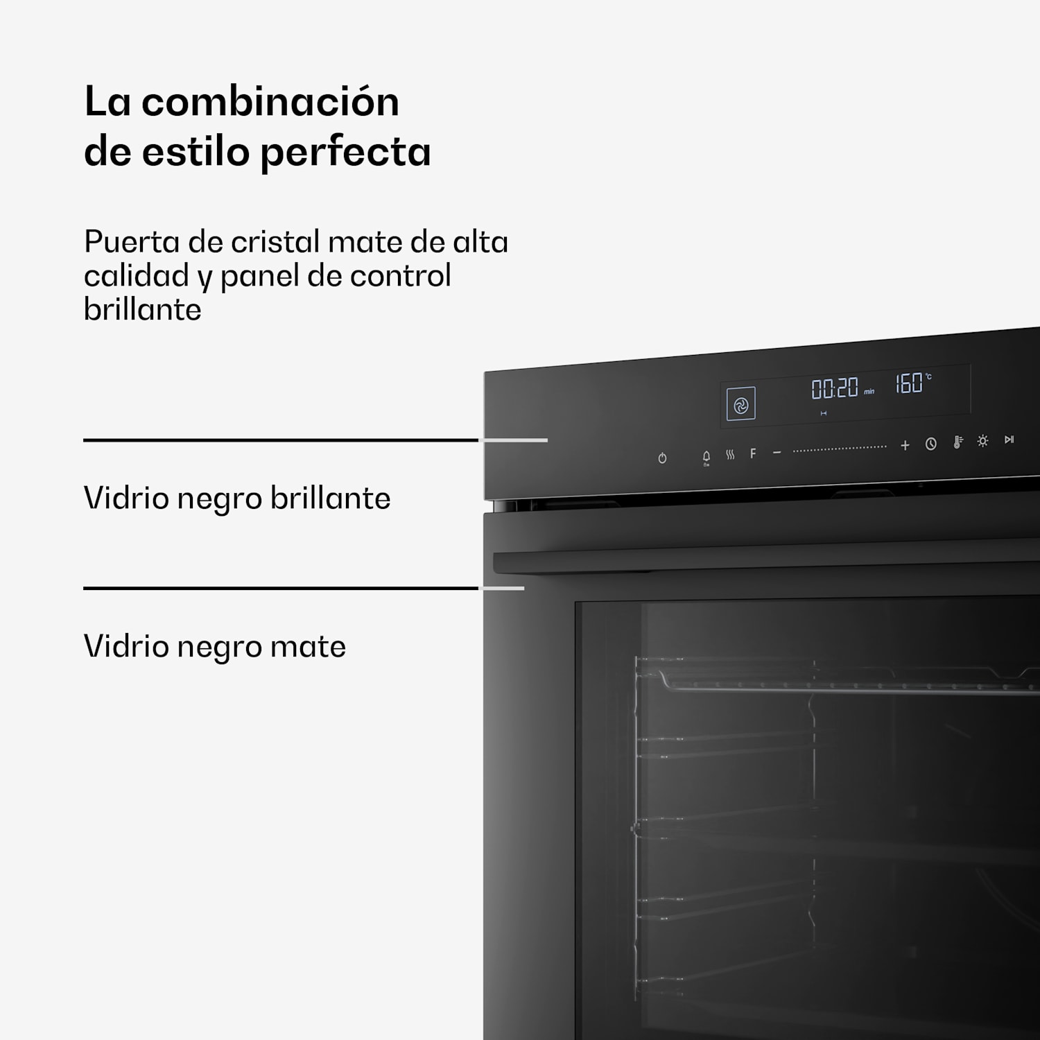 Horno Velaire | Placa eléctrica | Amplia gama de funciones | Clase de eficiencia energética A+ | 3160 W | 60cm Negro