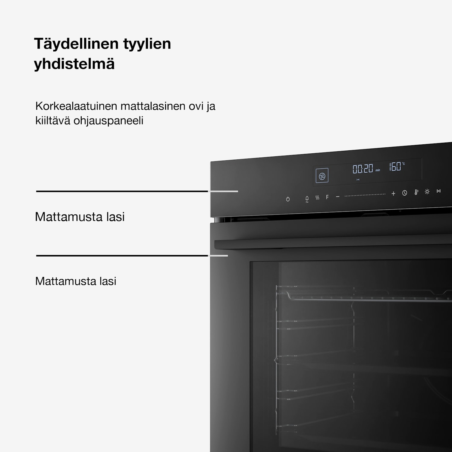Velaire uuni | Sähköliesi | Laaja toiminnallisuus | Energiatehokkuusluokka A+ | 3160 W | 60 cm Musta