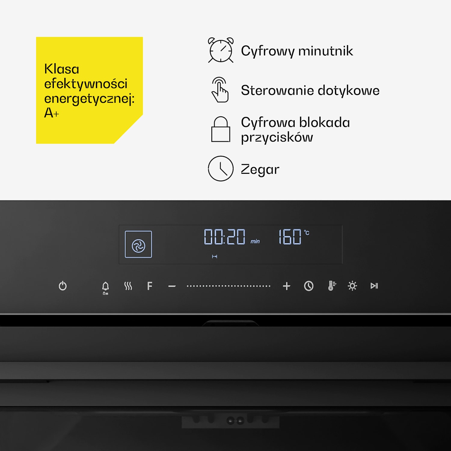 Velaire Piekarnik do zabudowy Czarny, 74L, A+, 3160 W, 60 cm Czarny