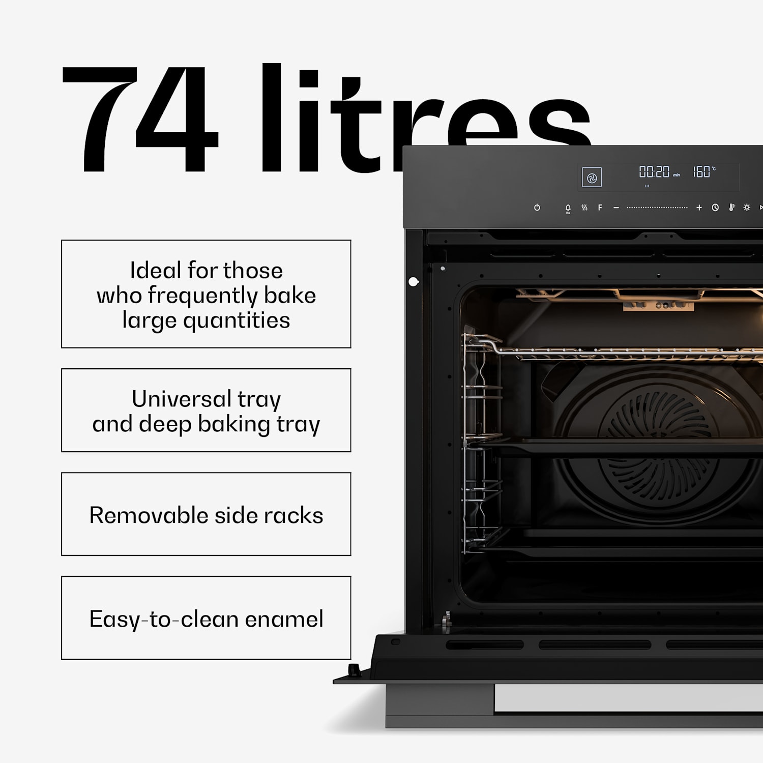 Forno Velaire | fogão elétrico | ampla gama de funções | classe de eficiência energética A+ | 3160 W | 60cm Preto