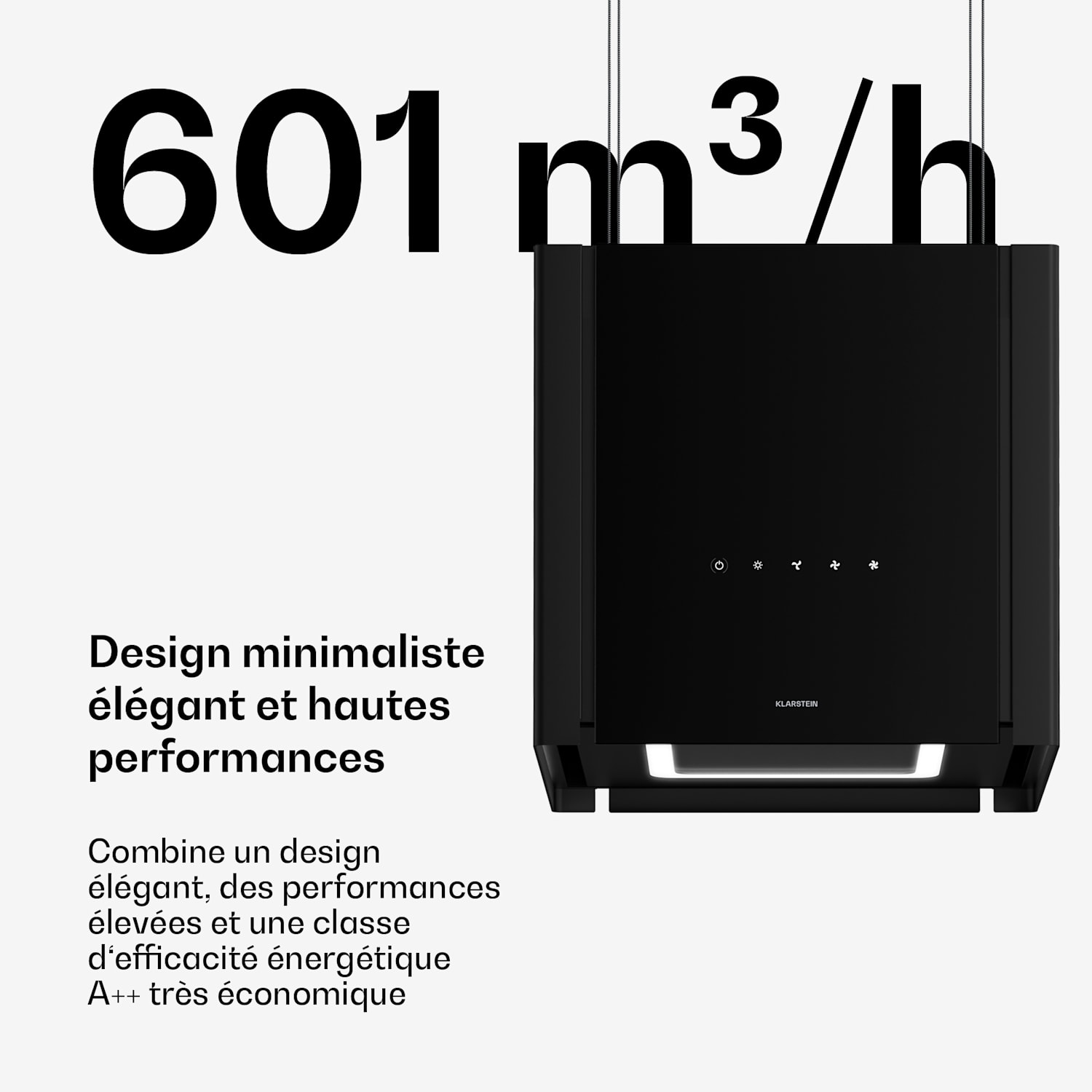 Velaire afzuigkap met liftfunctie 40 cm | Edel, minimalistisch, krachtig | EEC A++ | 601 m³/h 40 cm | Zwart