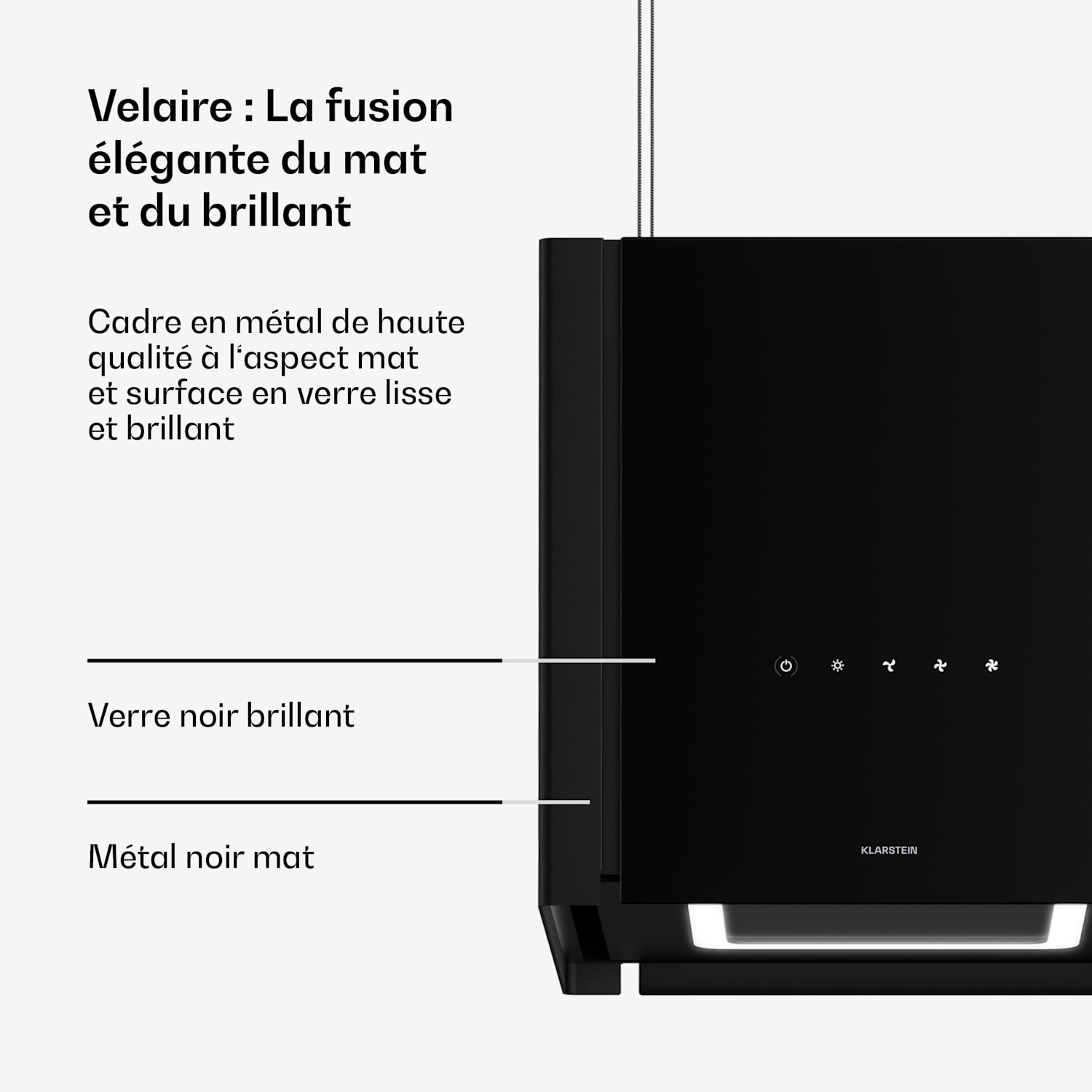 Velaire afzuigkap met liftfunctie 40 cm | Edel, minimalistisch, krachtig | EEC A++ | 601 m³/h 40 cm | Zwart