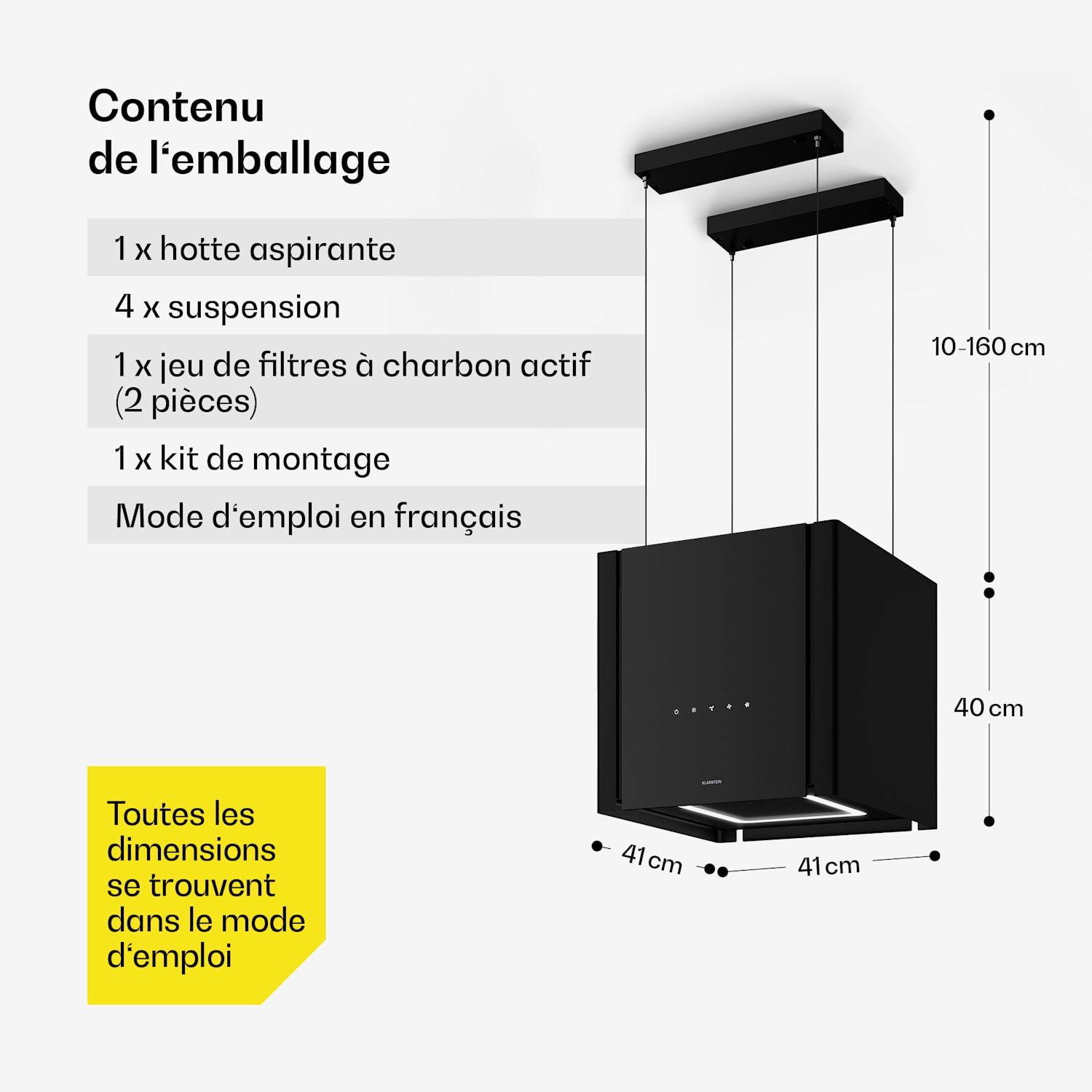 Velaire afzuigkap met liftfunctie 40 cm | Edel, minimalistisch, krachtig | EEC A++ | 601 m³/h 40 cm | Zwart