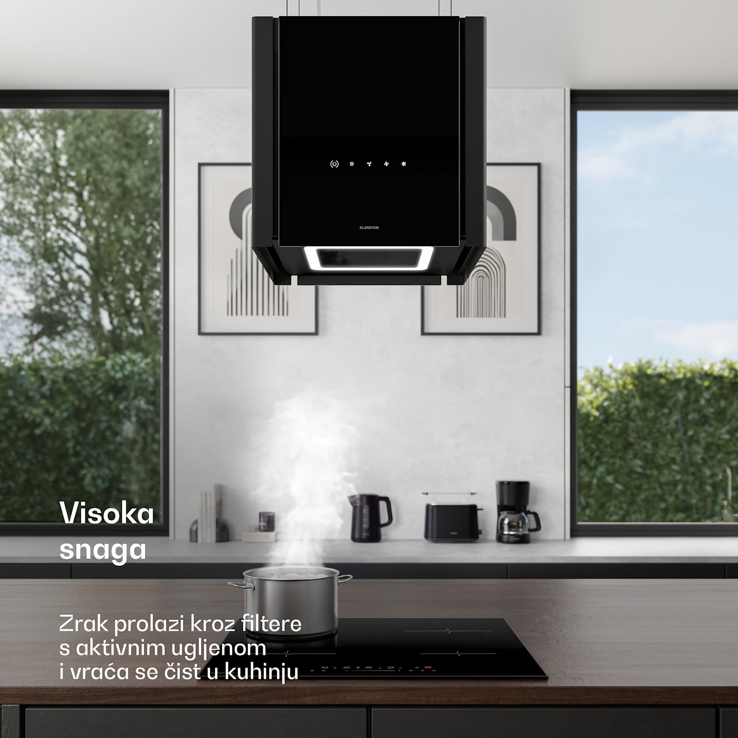 Velaire kuhinjska napa s funkcijom podizanja 40 cm, Elegantna, minimalistička, snažna, Energetski razred A++, 601 m³/h 40 cm | Crna