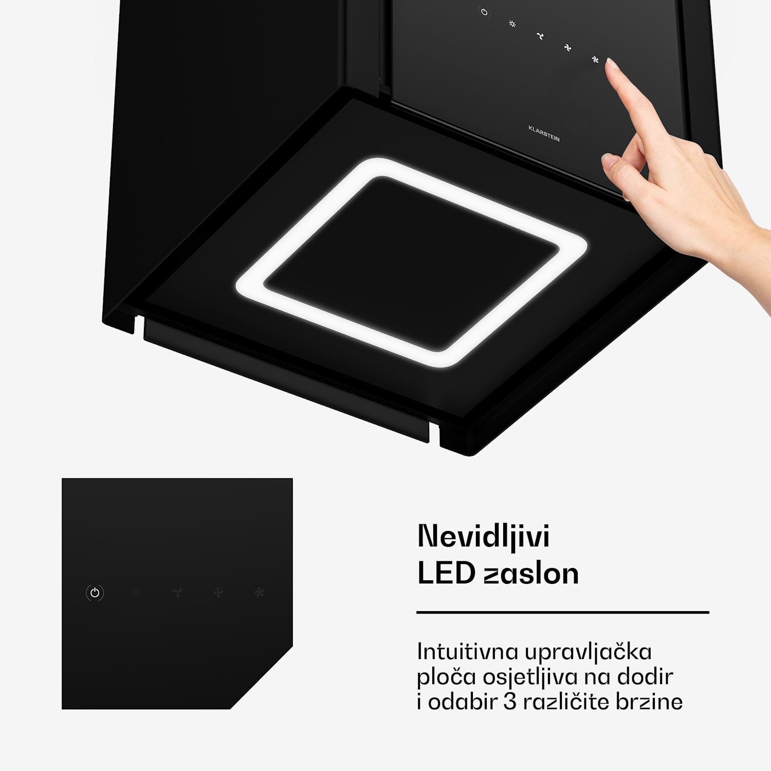 Velaire kuhinjska napa s funkcijom podizanja 40 cm, Elegantna, minimalistička, snažna, Energetski razred A++, 601 m³/h 40 cm | Crna