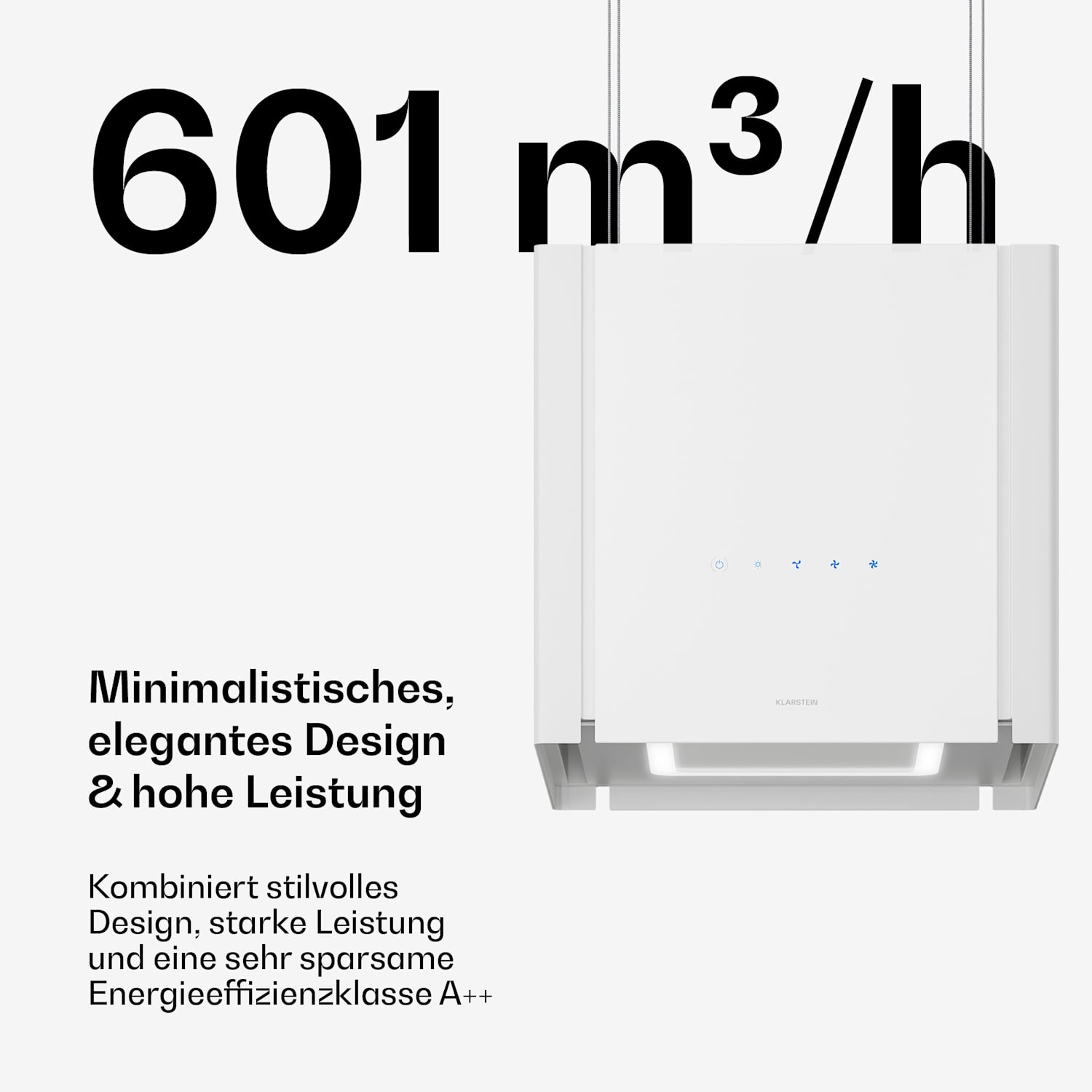 Velaire Dunstabzugshaube Liftfunktion 40 cm | Edel, minimalistisch, kraftvoll | EEC A++ | 601 m³/h 40 cm | Weiß