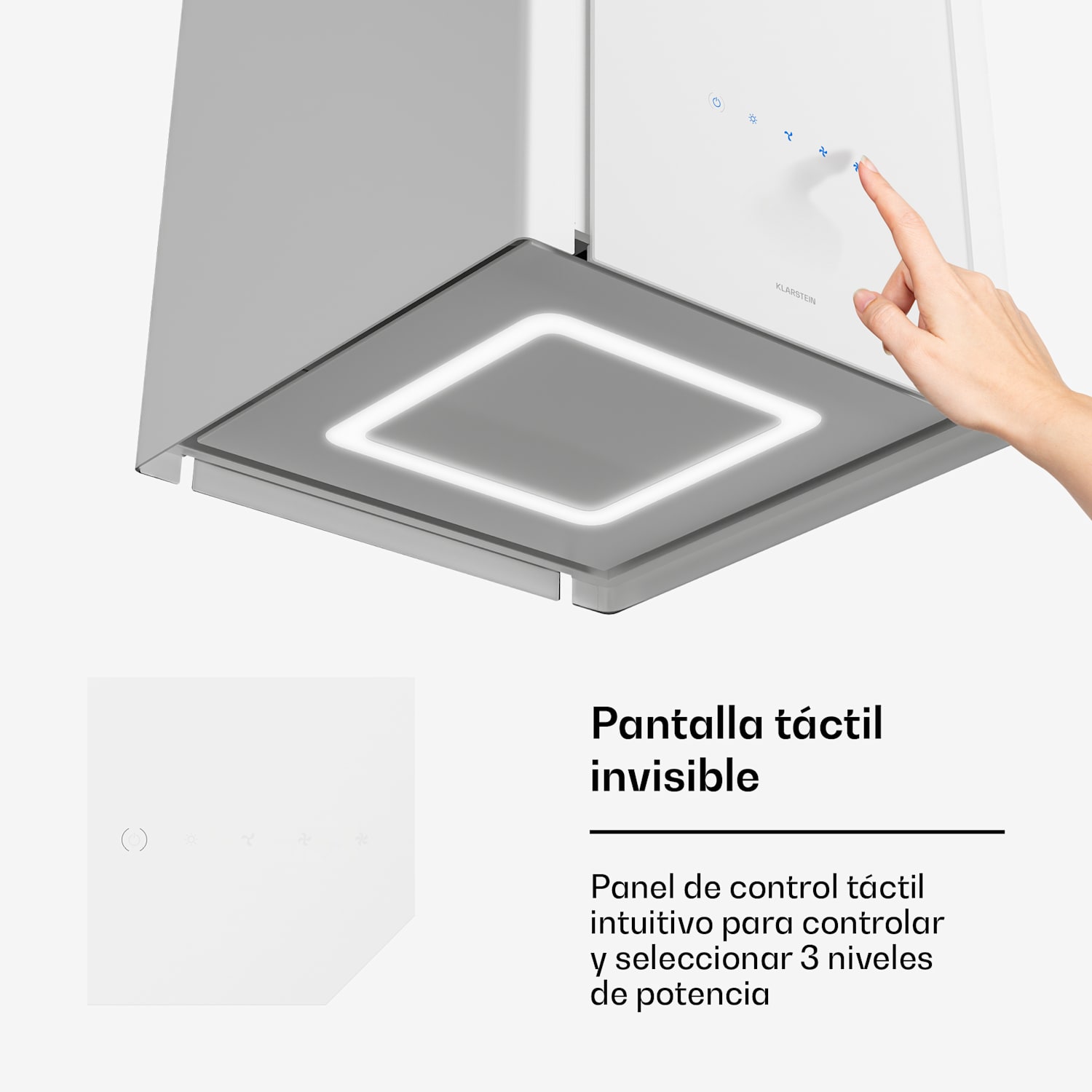 Velaire extractor hood con función de elevación 40 cm | Elegante, minimalista, potente | EEC A++ | 601 m³/h 40 cm | Blanco