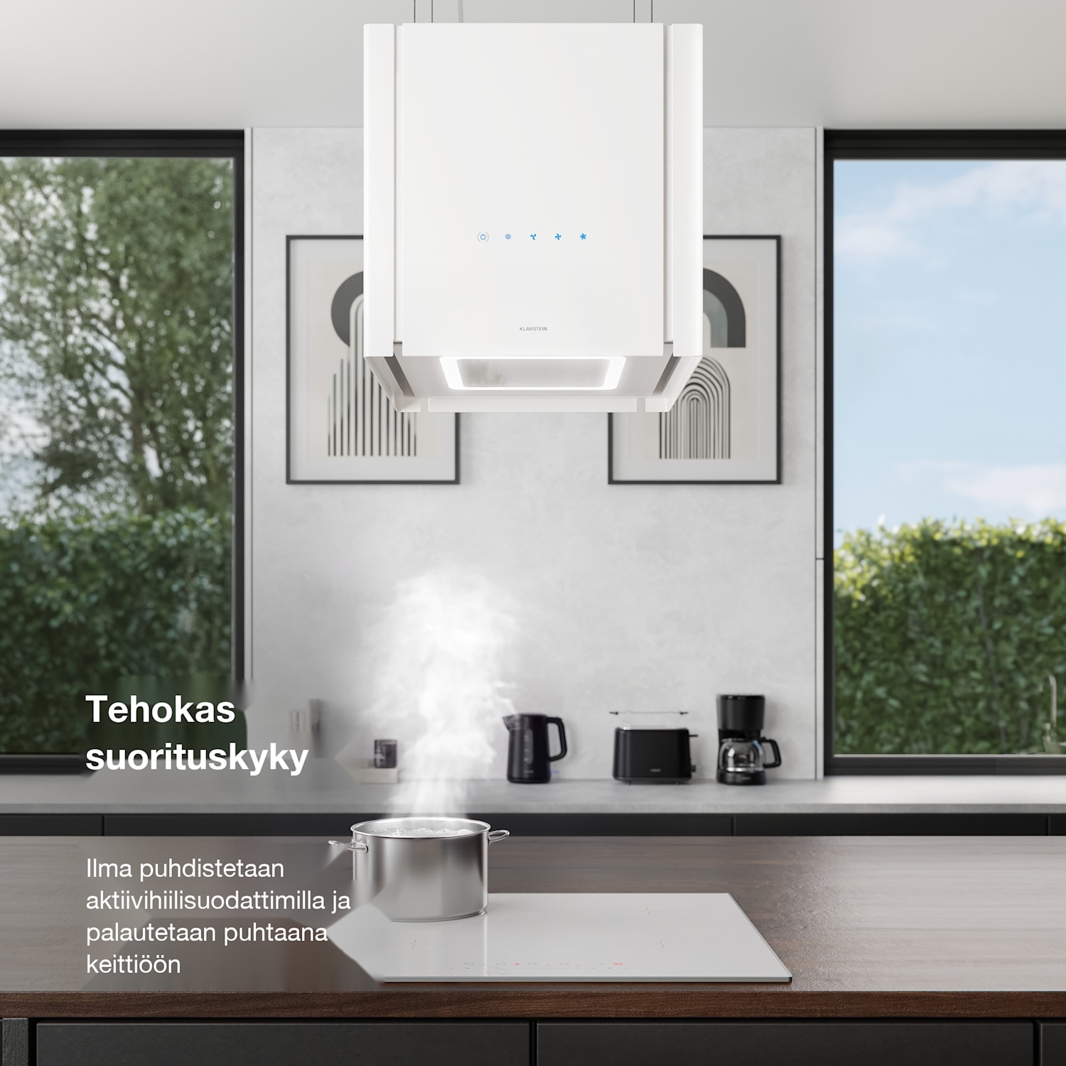 Velaire liesituuletin nostotoiminnolla 40 cm | Tyylikäs, minimalistinen, tehokas | EEC A++ | 601 m³/h Valkoinen