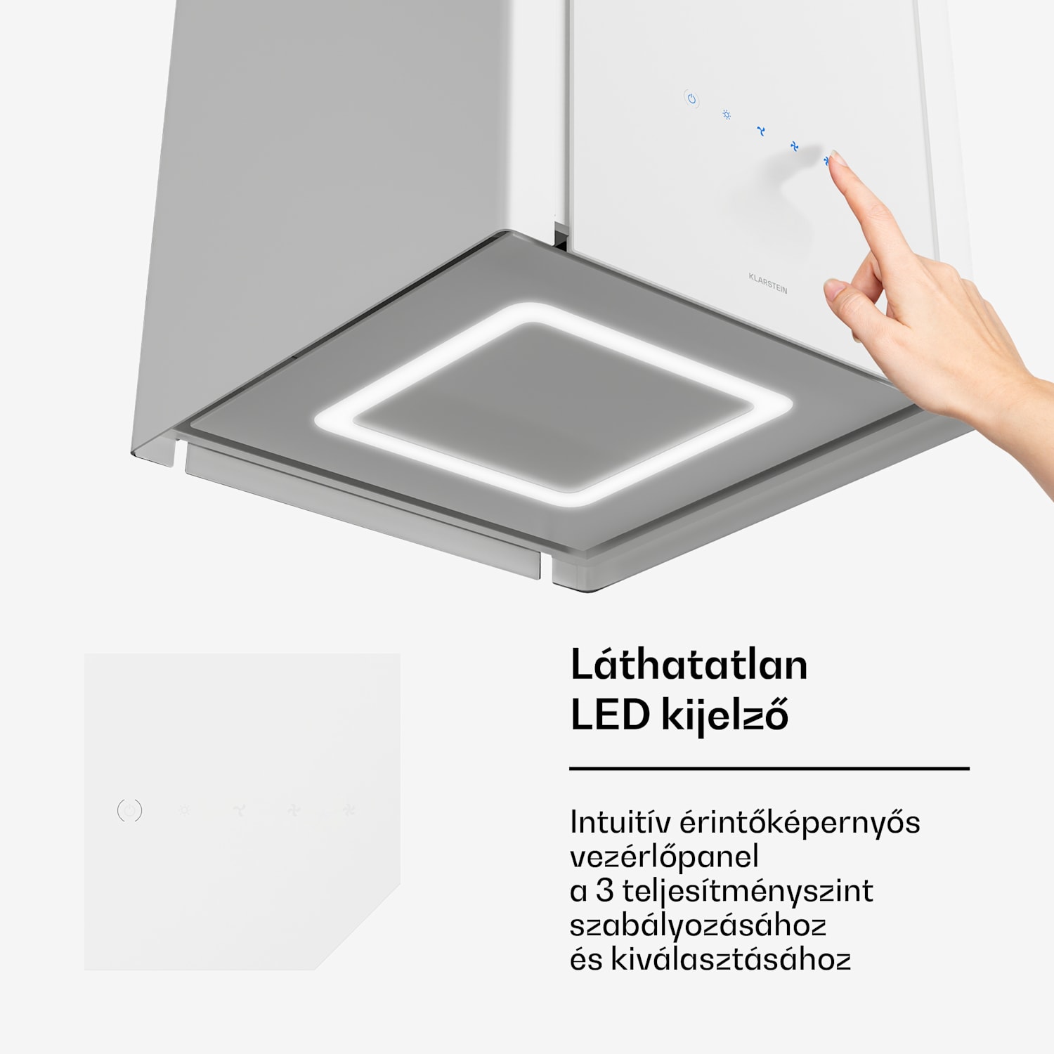 Velaire páraelszívó 40 cm-es emelő funkcióval, Elegáns, minimalista, nagy teljesítményű, EEC A++, 601 m³/ó 40 cm | Fehér