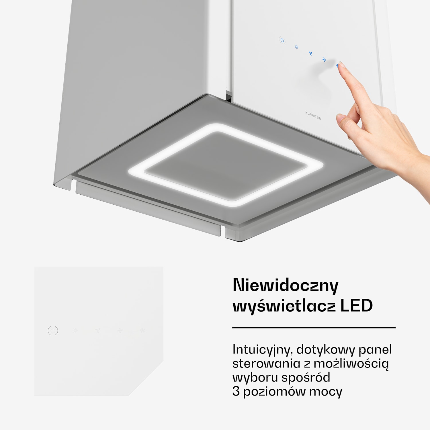 Okap Velaire z funkcją podnoszenia 40 cm, Elegancki, minimalistyczny, wydajny, EEC A++, 601 m³/h 40 cm | Biały