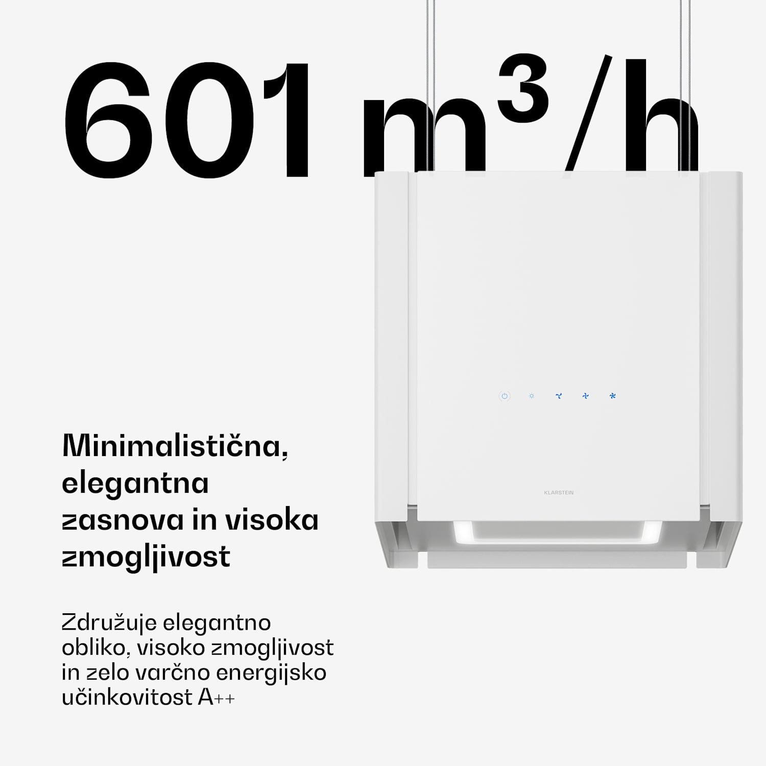 Velaire kuhinjska napa z dvižno funkcijo 40 cm, Elegantna, minimalistična, zmogljiva, EEC A++, 601 m³/h 40 cm | Bela