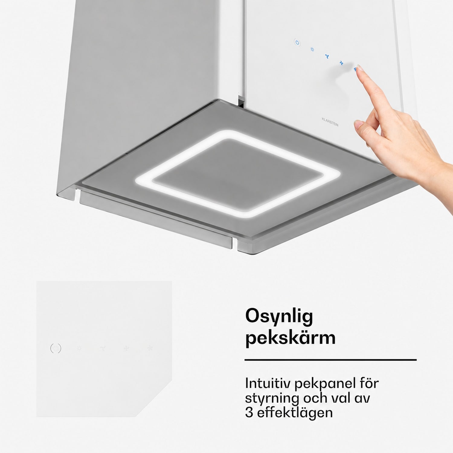 Velaire fläktkåpa med lyftfunktion 40 cm | elegant, minimalistisk, kraftfull | EEC A++ | 601 m³/h Vit