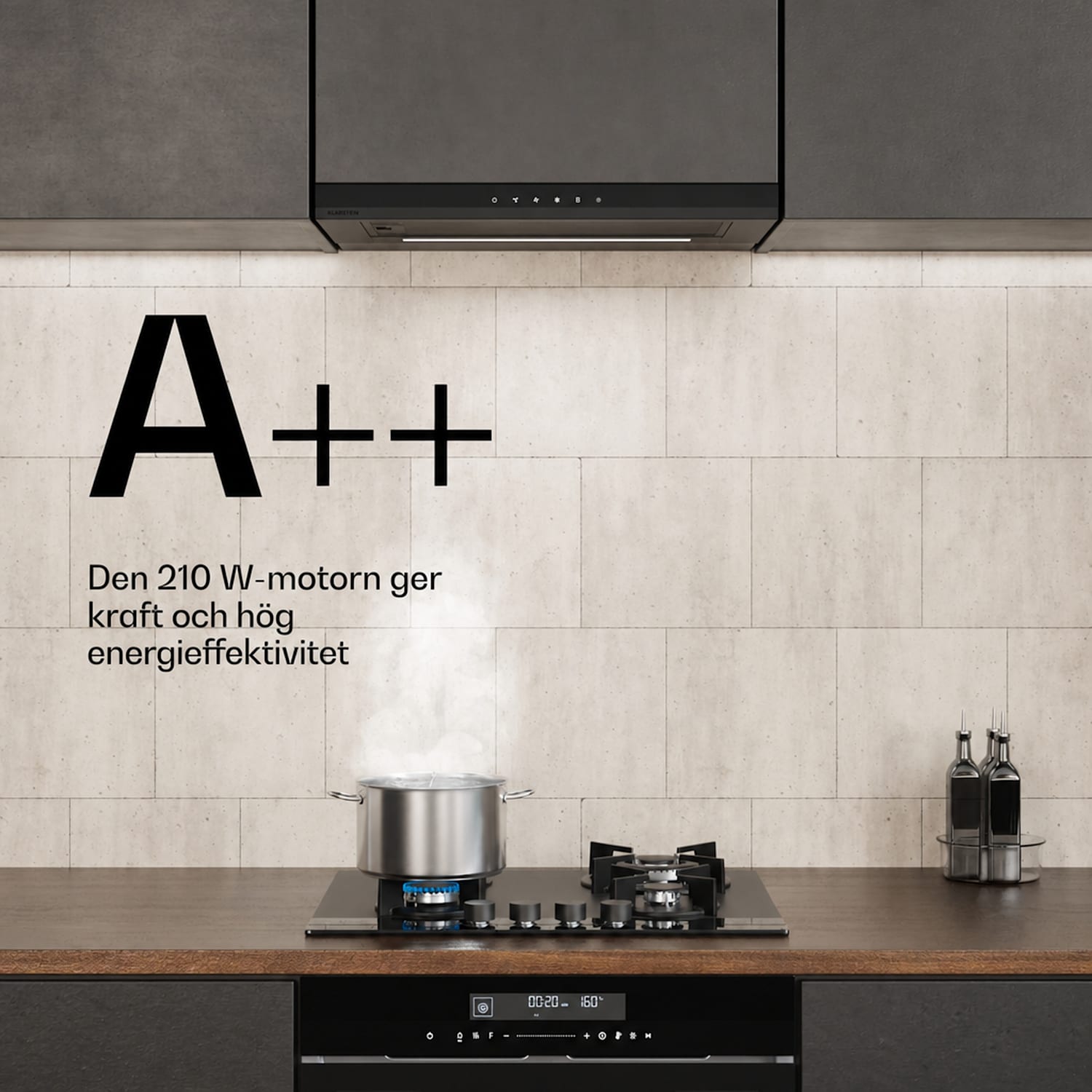 Velaire utdragbar fläkt 60 cm | Elegant, minimalistisk, kraftfull | EEC A++ | 891 m³/h Svart