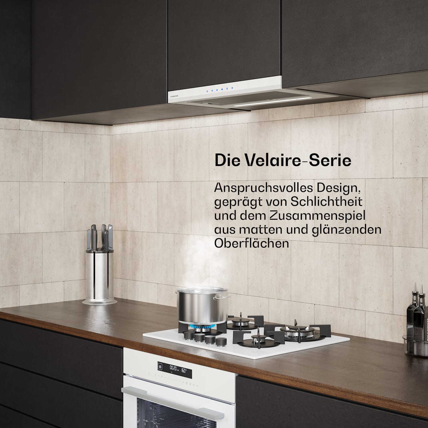 Velaire hotte aspirante télescopique 60 cm | Élégante, minimaliste, puissante | CEE A++ | 896 m³/h Blanc