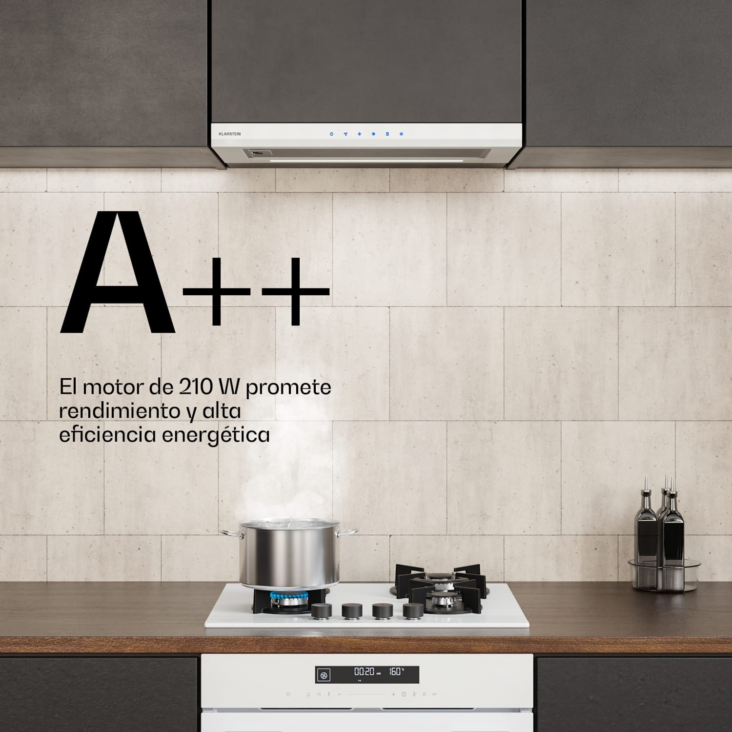 Campana extractora retráctil Velaire 60 cm | Elegante, minimalista, potente | EEC A++ | 896 m³/h Blanco