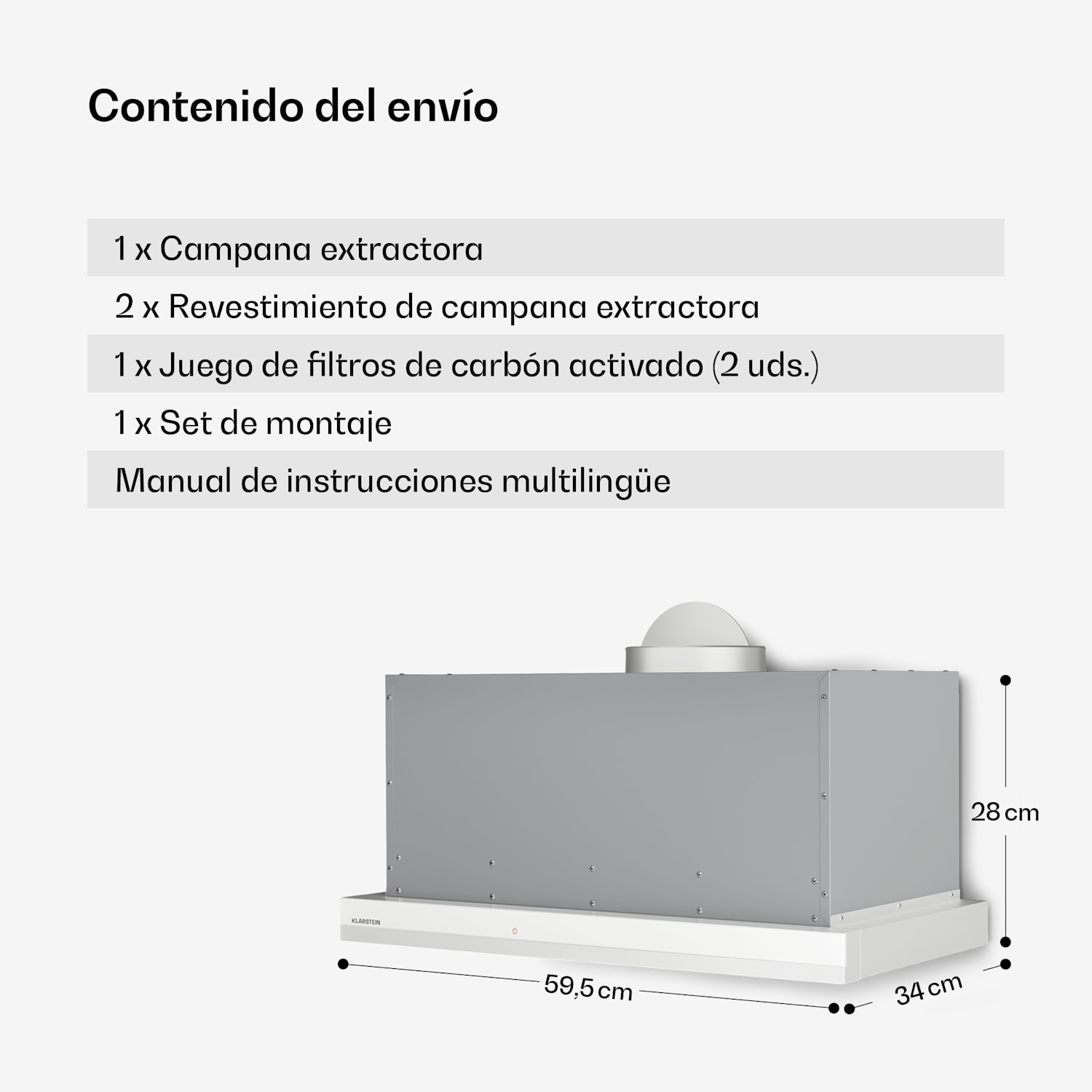 Campana extractora retráctil Velaire 60 cm | Elegante, minimalista, potente | EEC A++ | 896 m³/h Blanco